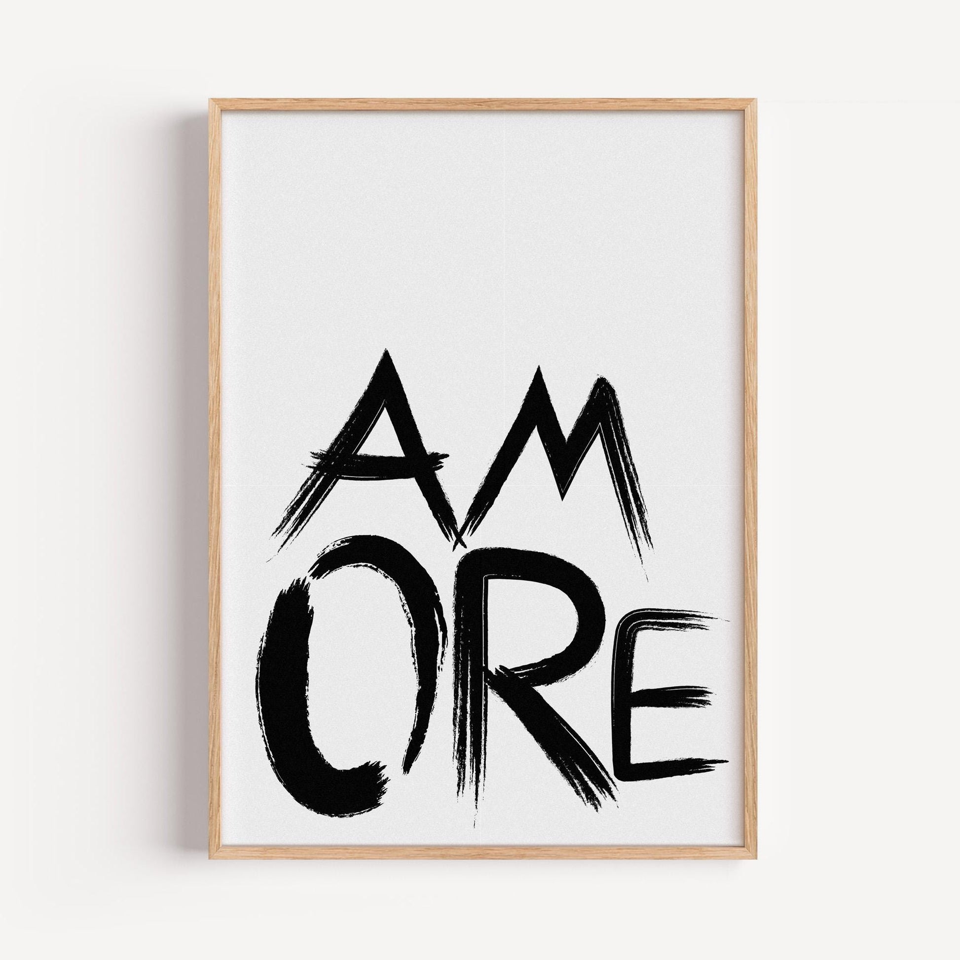 Amore Poster | Love Wall Art | Brushstroke Typography | Gift Valentines Wedding | Modern Minimalist Art