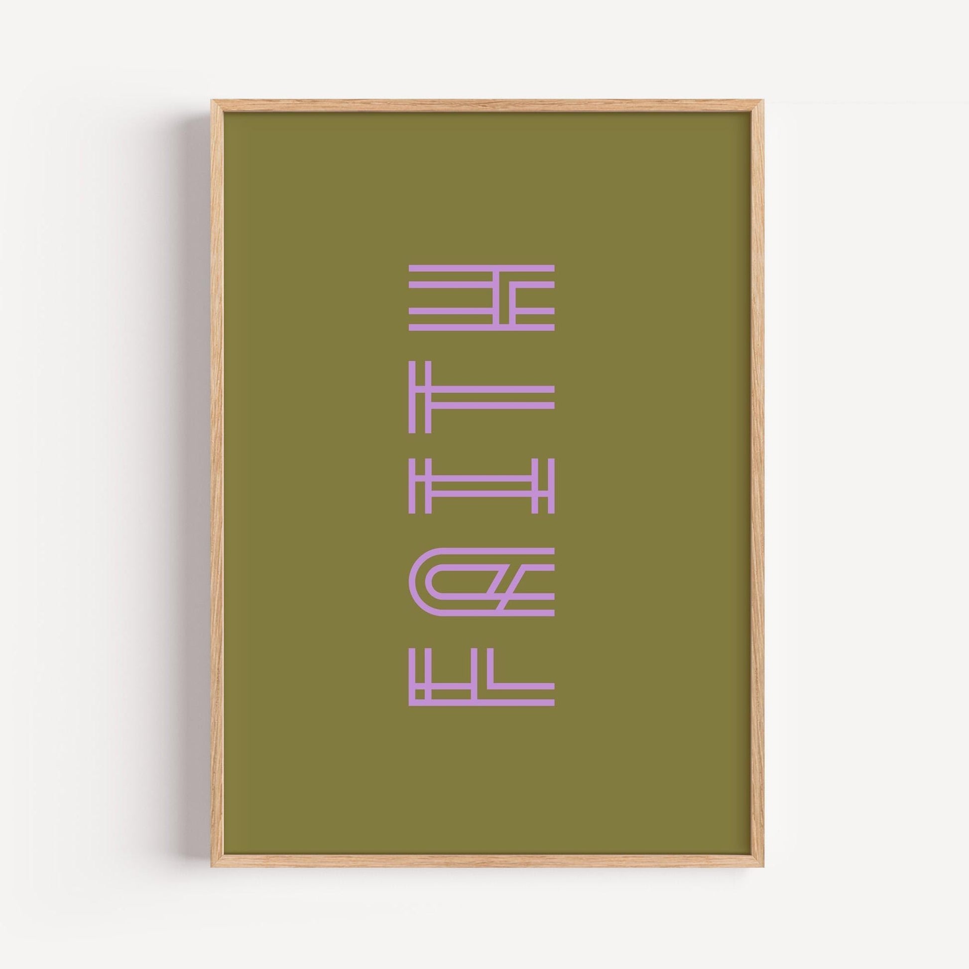 Faith Poster | Minimalist Wall Art | Modern Retro Design | Gift for Faith & Inspiration | Pink And Olive Green | Vertical Typography