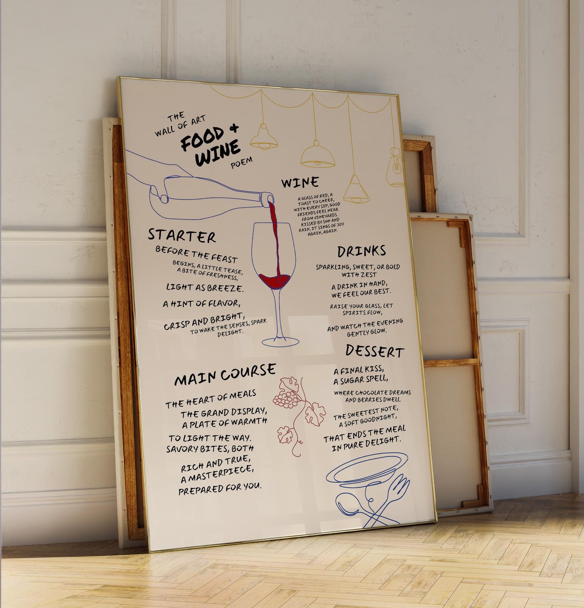 Food Gedicht Poster | Kitchen Wall Art Print | Culinary Poetry Artwork | Gift for Food Lovers | One Line Drawing Decor