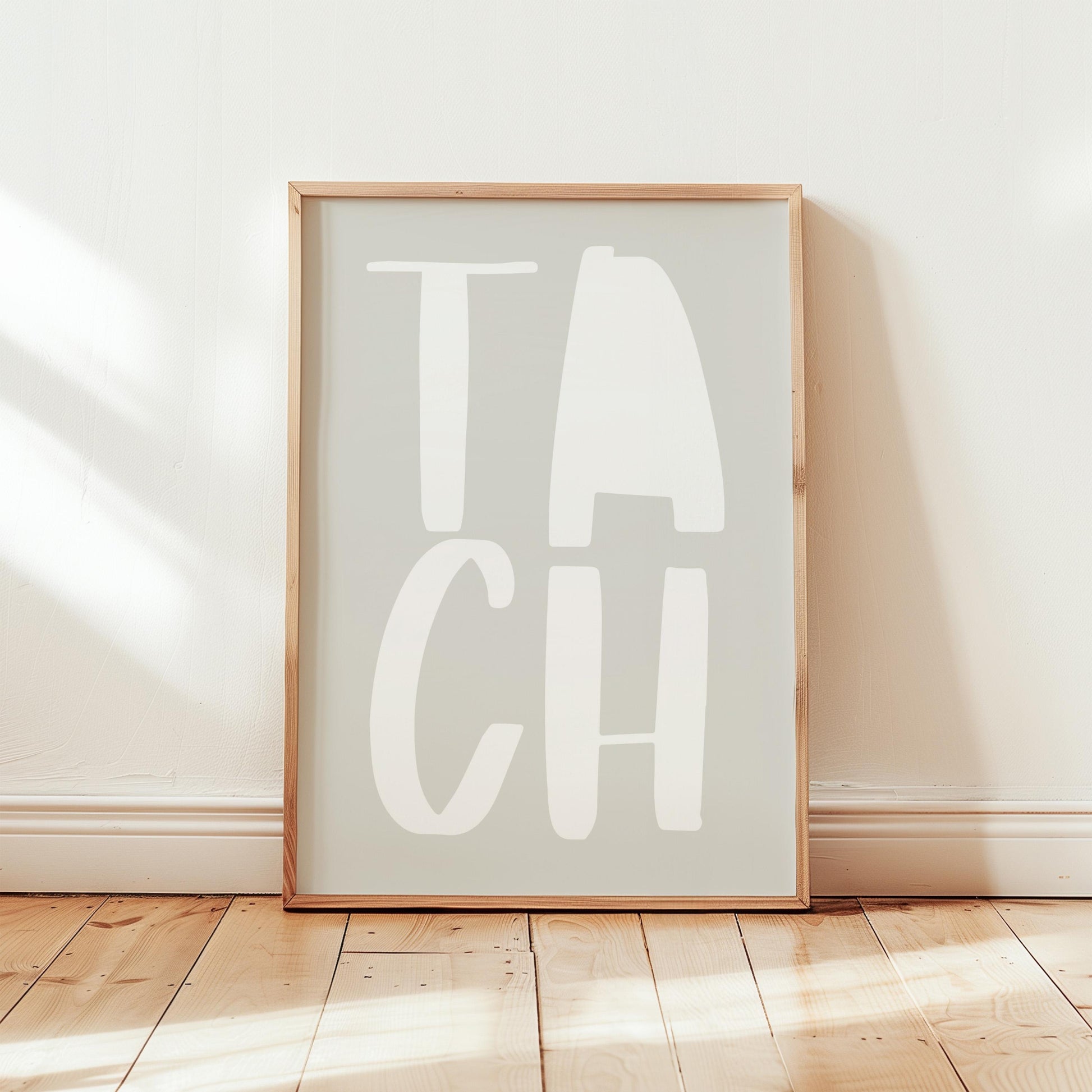 Poster "TACH" – Bold typography on a white OR grey typo - minimalist poster with the vibe of Hamburg, finished with a fine grain texture.