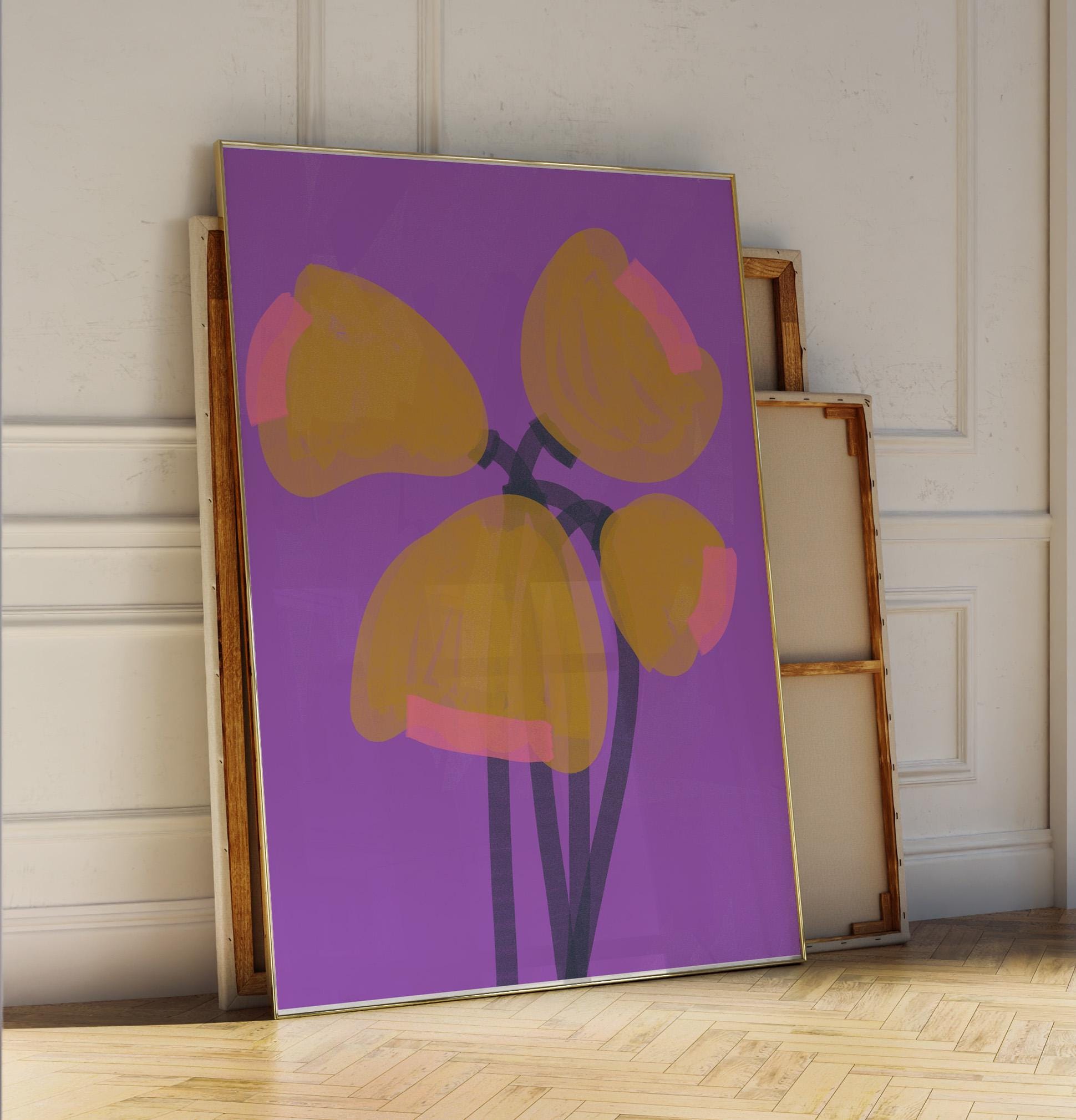 Poster TULIPS abstract in chalky, vibrant colors – a perfect touch of modern art for any room.