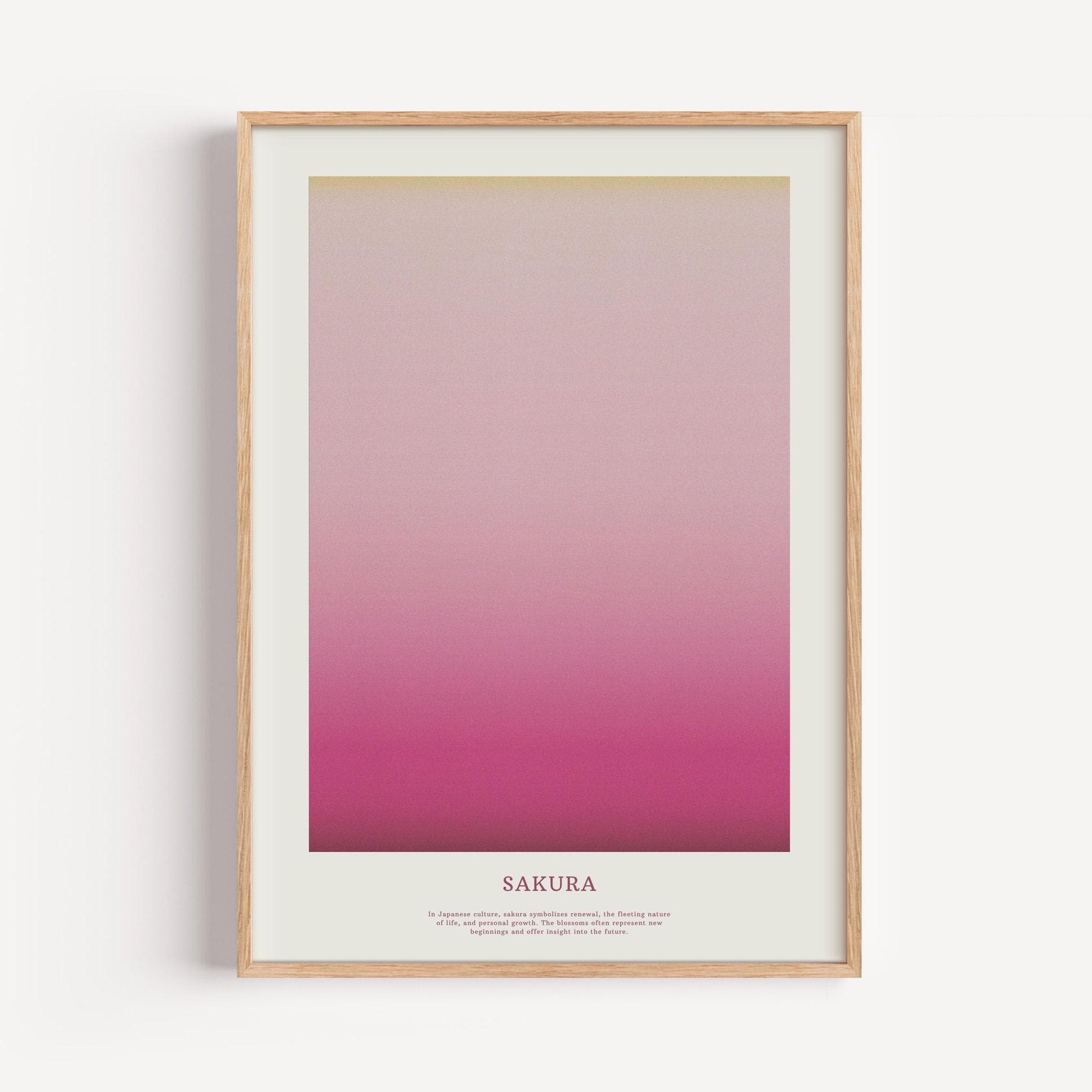 Cherry Blossom Poster, Gradient/Aura Pink Tones and Yellow – Perfect for Nature Lovers