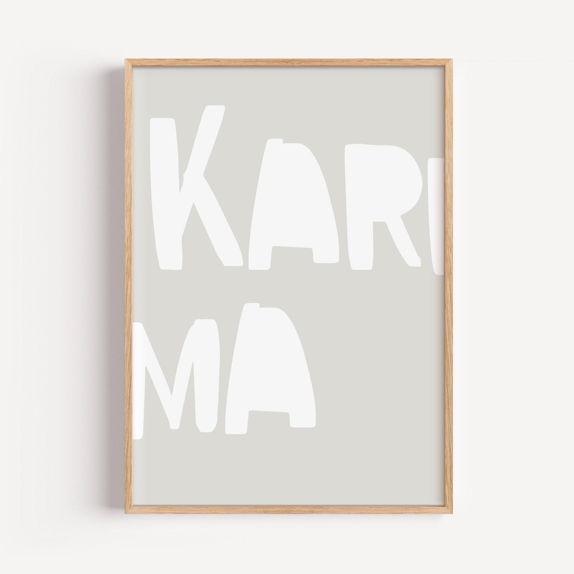 Karma Poster | Bold typography on a beige background. A creative statement piece for minimalist spaces with humor and style.