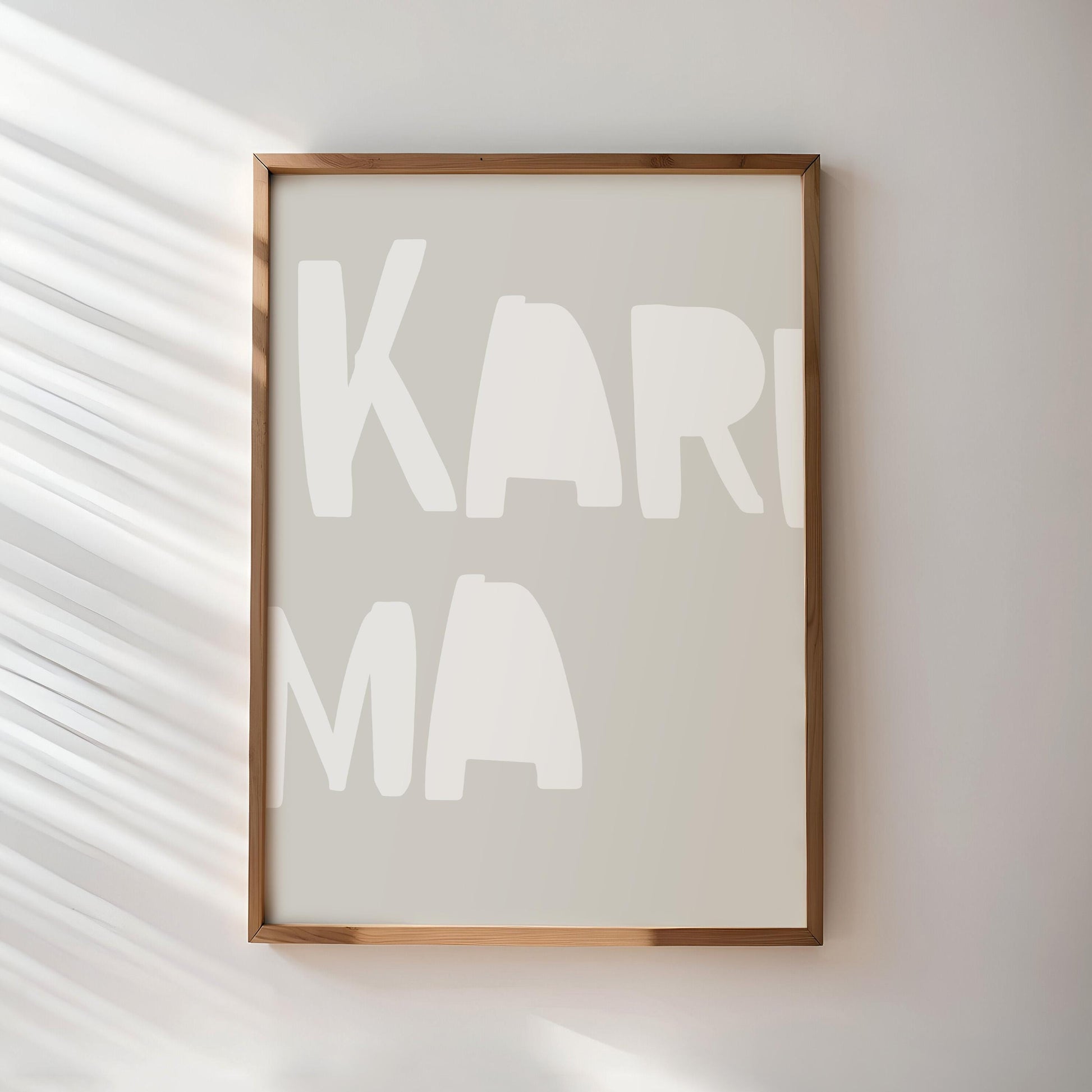 Karma Poster | Bold typography on a beige background. A creative statement piece for minimalist spaces with humor and style.