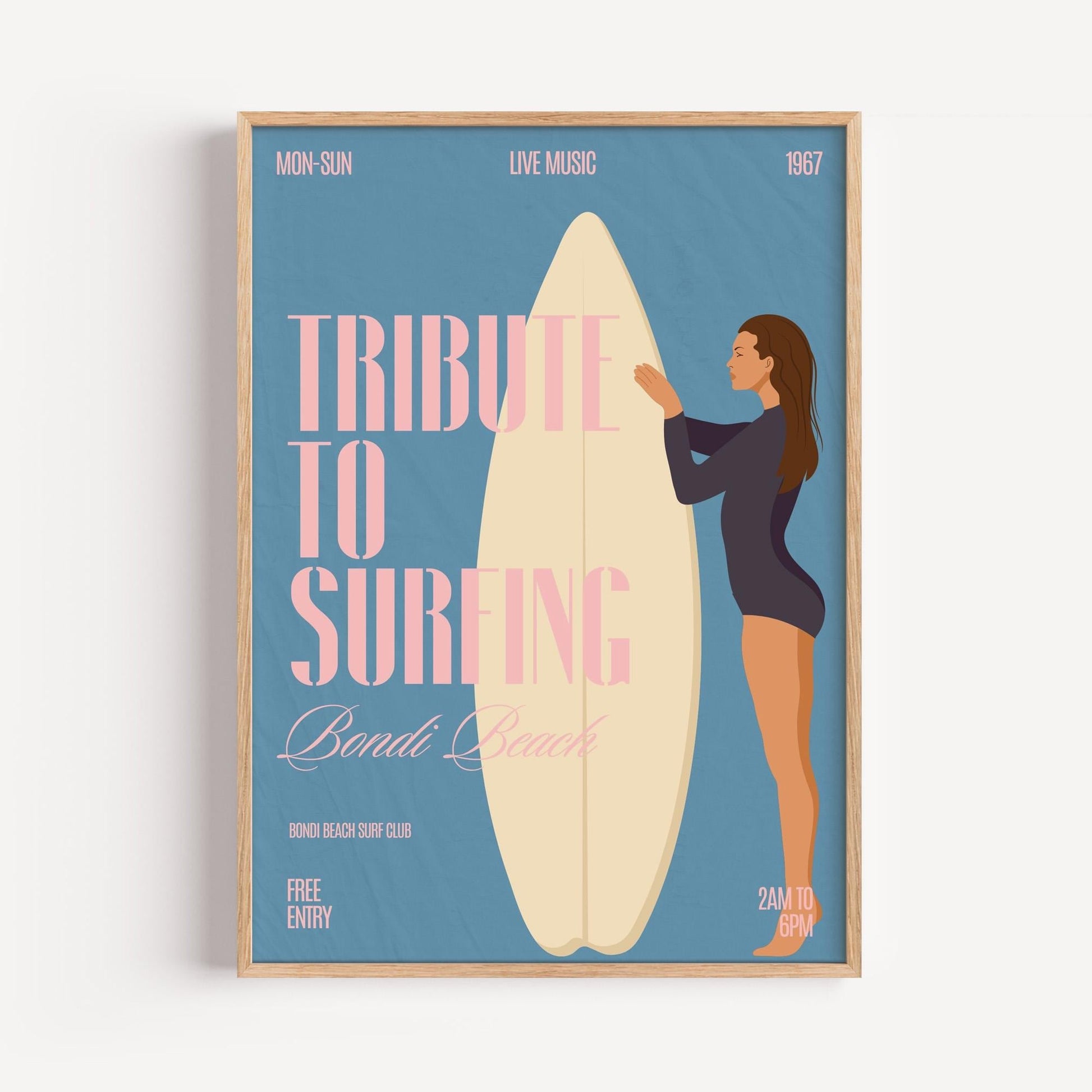 Retro Surfing Poster