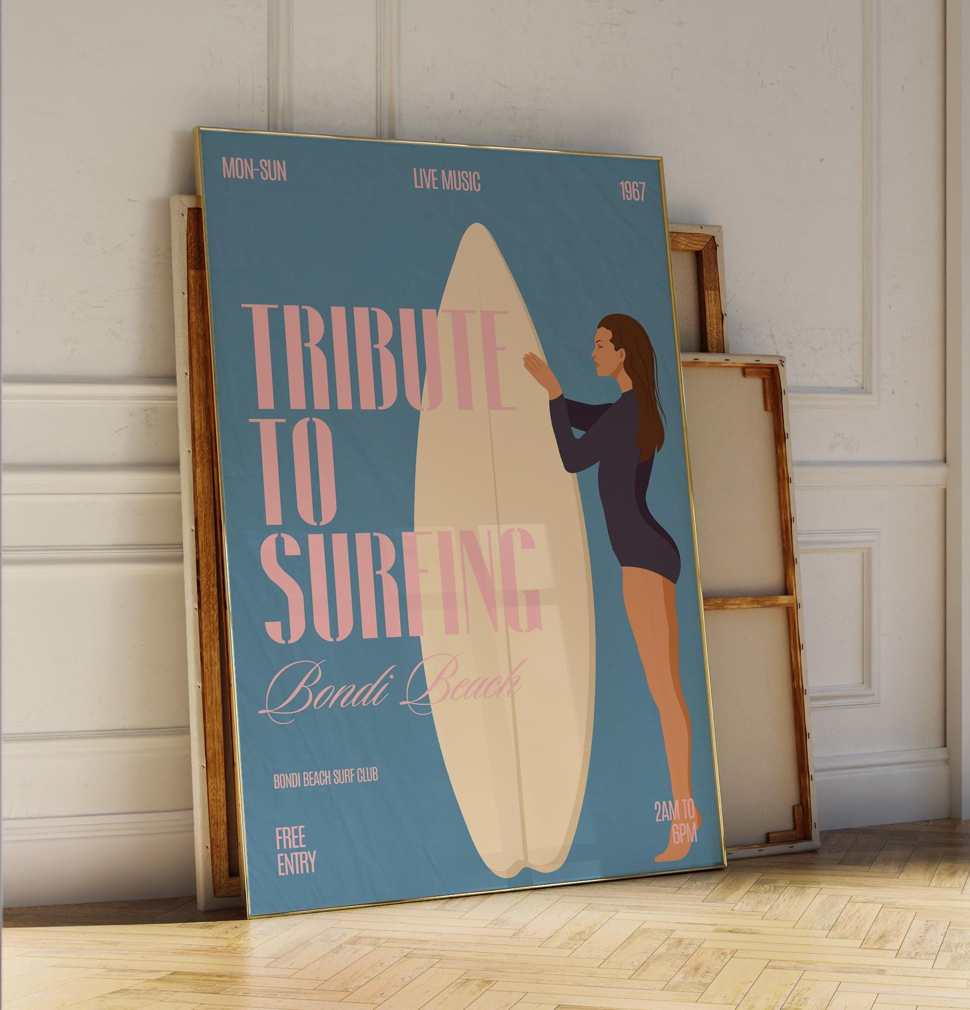 Retro Surfing Poster