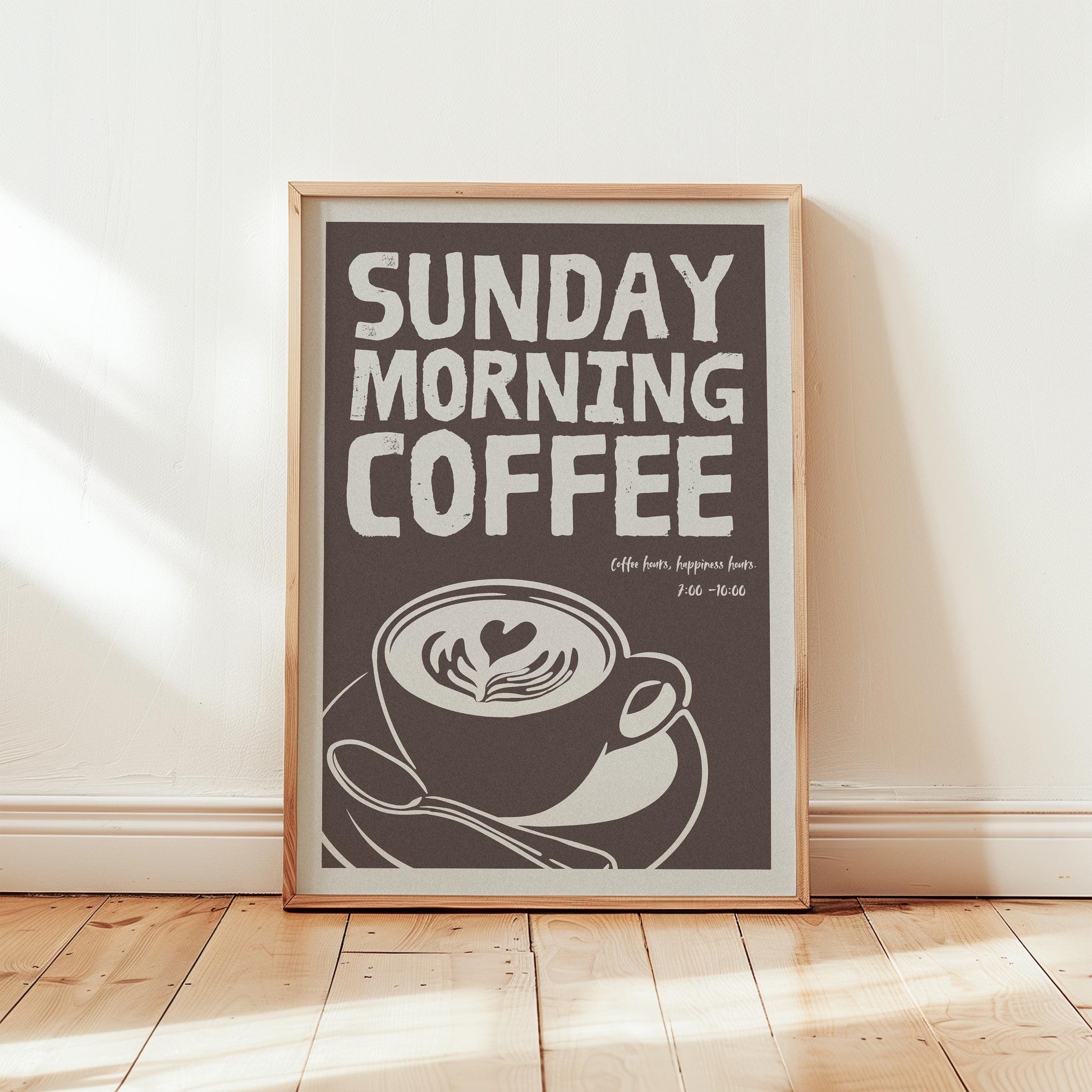 Poster showcasing a warm, soothing coffee theme with soft brown and beige tones. The fine grain finish gives it a high-quality texture, perfect for cozy spaces.