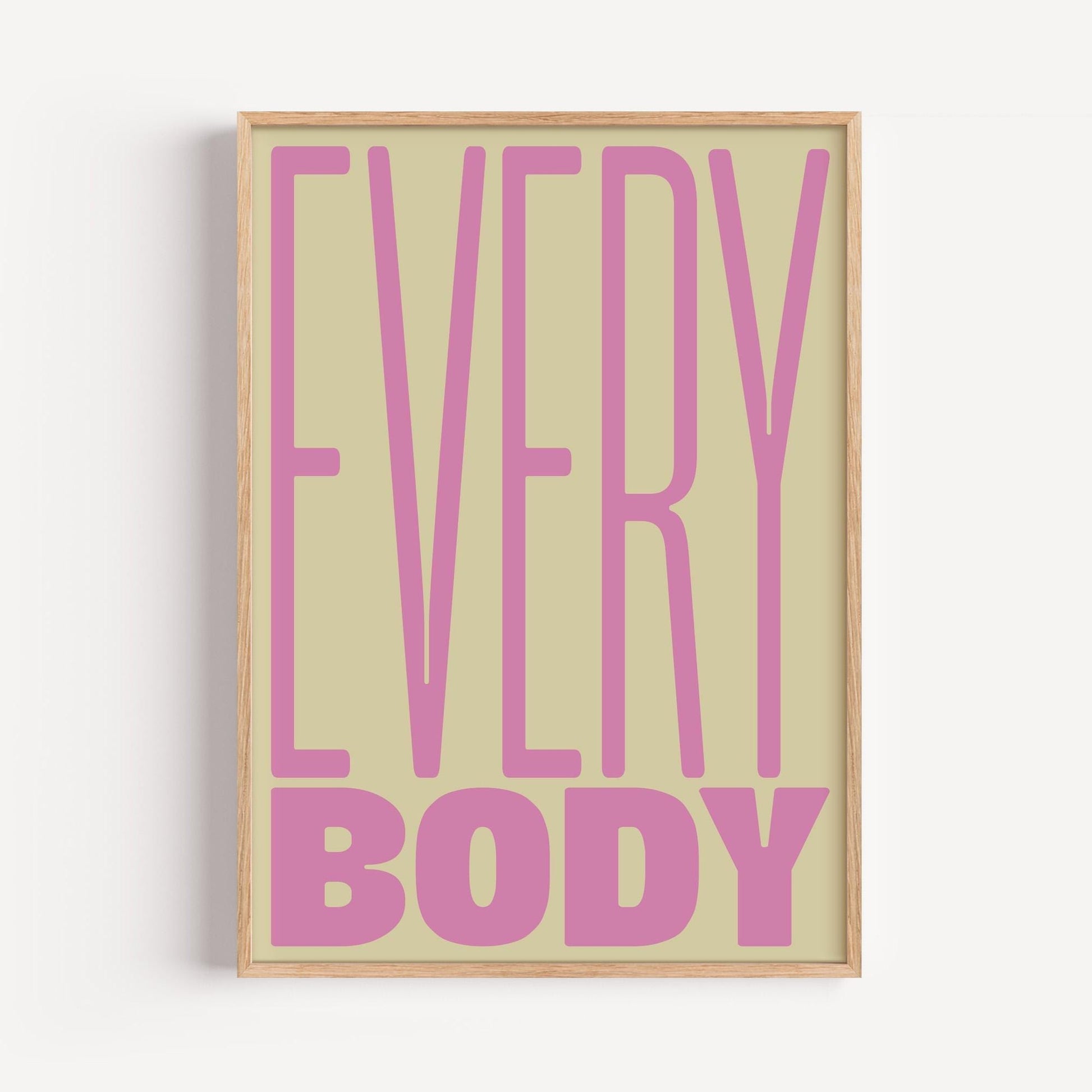 EveryBody Poster | Typography Poster in Soft Pink and Beige | Inclusive Body Positive Art | Gift for All Bodies | Modern Inspirational Decor