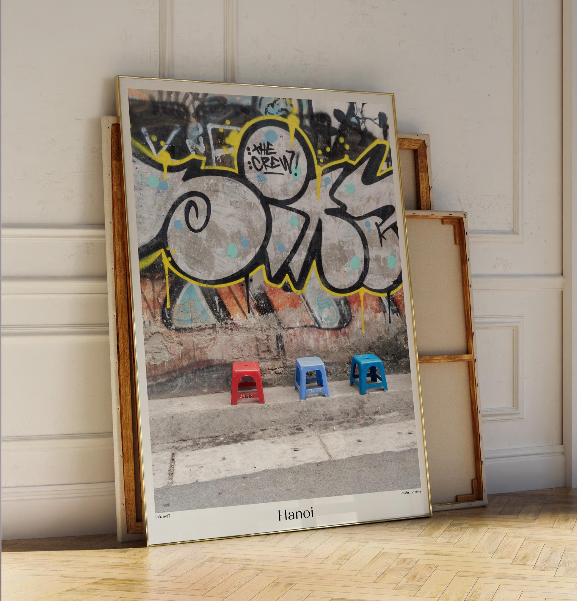 City Hanoi Street Graffiti Poster | Urban Wall Art, Street Style Design, Modern Cityscape, Unique Graffiti Poster, Trendy Home Decor