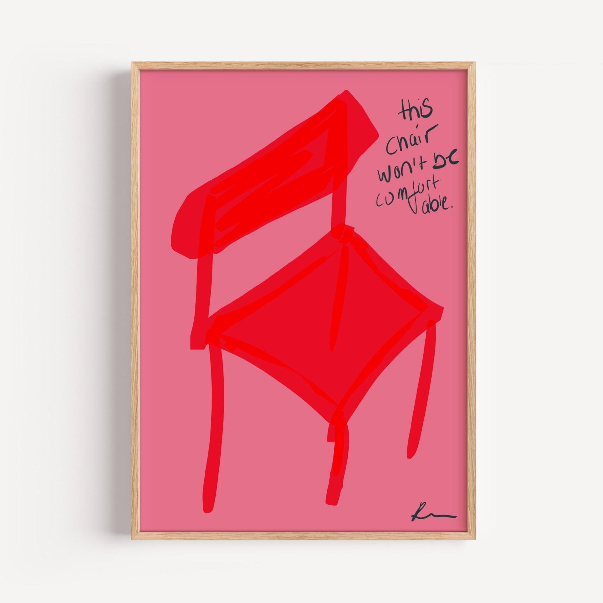 Red Chair Abstract Poster | Bold Minimalist Wall Art | Unique Modern Decor | Thought-Provoking Illustration | Artistic Print