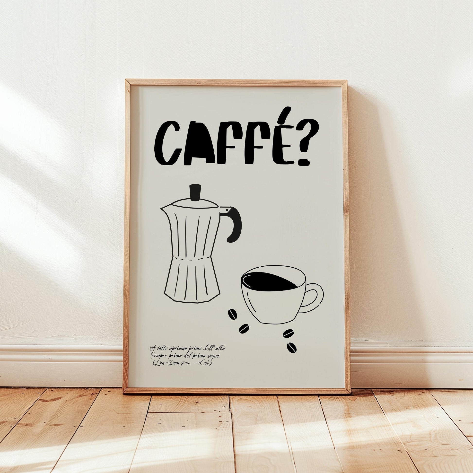 Coffee Poster Print | Italian Espresso Art | Moka Pot Wall Decor | Gift for Coffee Lovers | Minimal Retro Kitchen Style