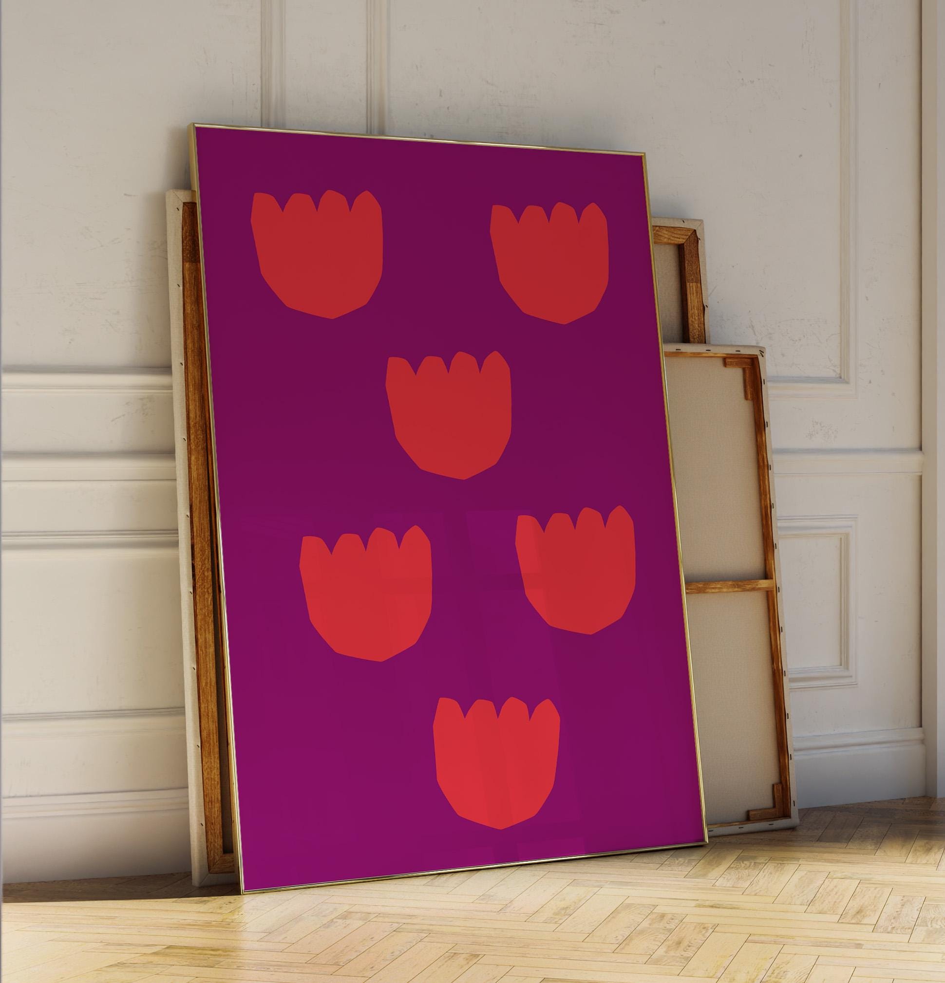 Flower Pattern Poster | Tulip Illustration Wall Art | Minimalist Floral Graphic | Gift for Her Friends | Modern Pop Art Style