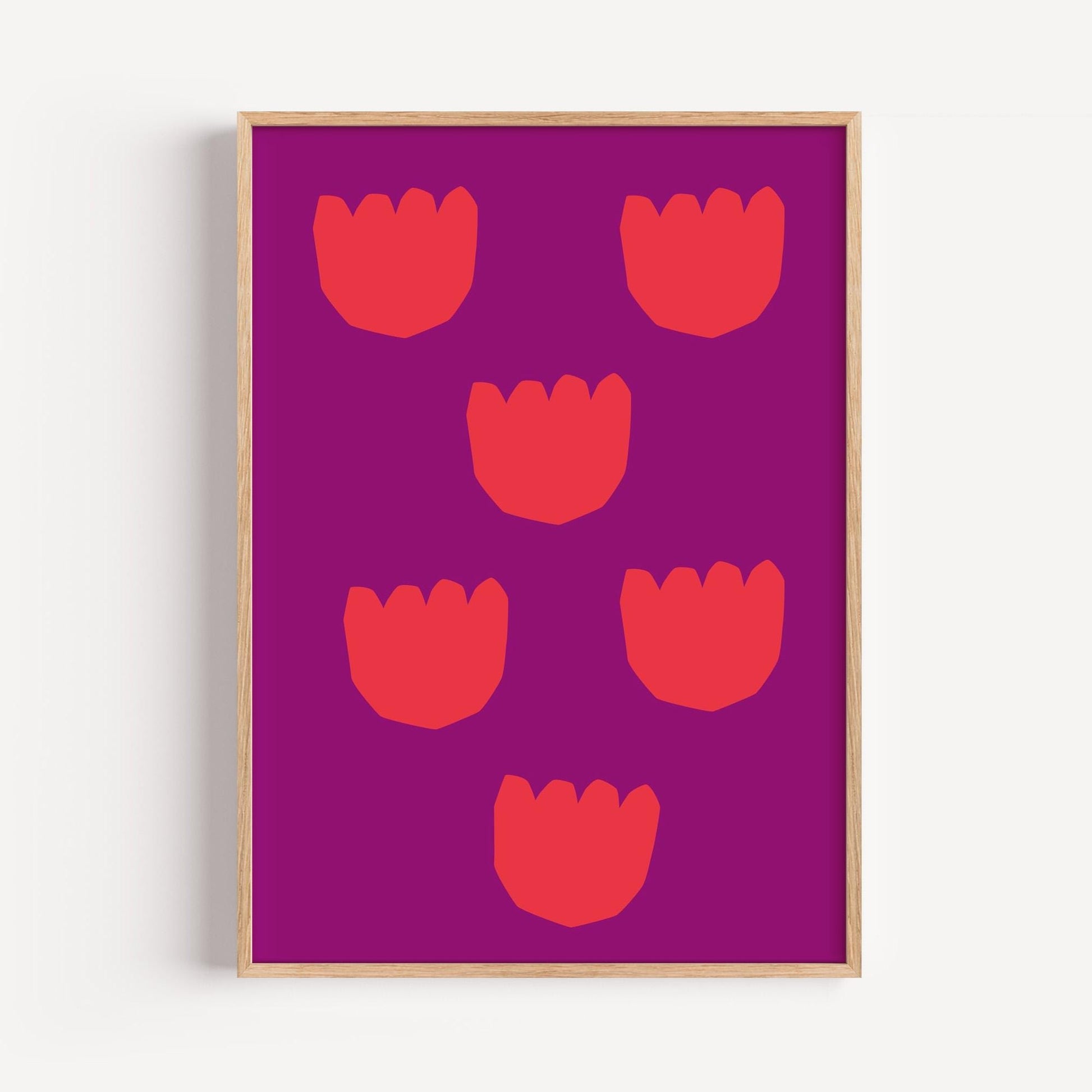 Flower Pattern Poster | Tulip Illustration Wall Art | Minimalist Floral Graphic | Gift for Her Friends | Modern Pop Art Style