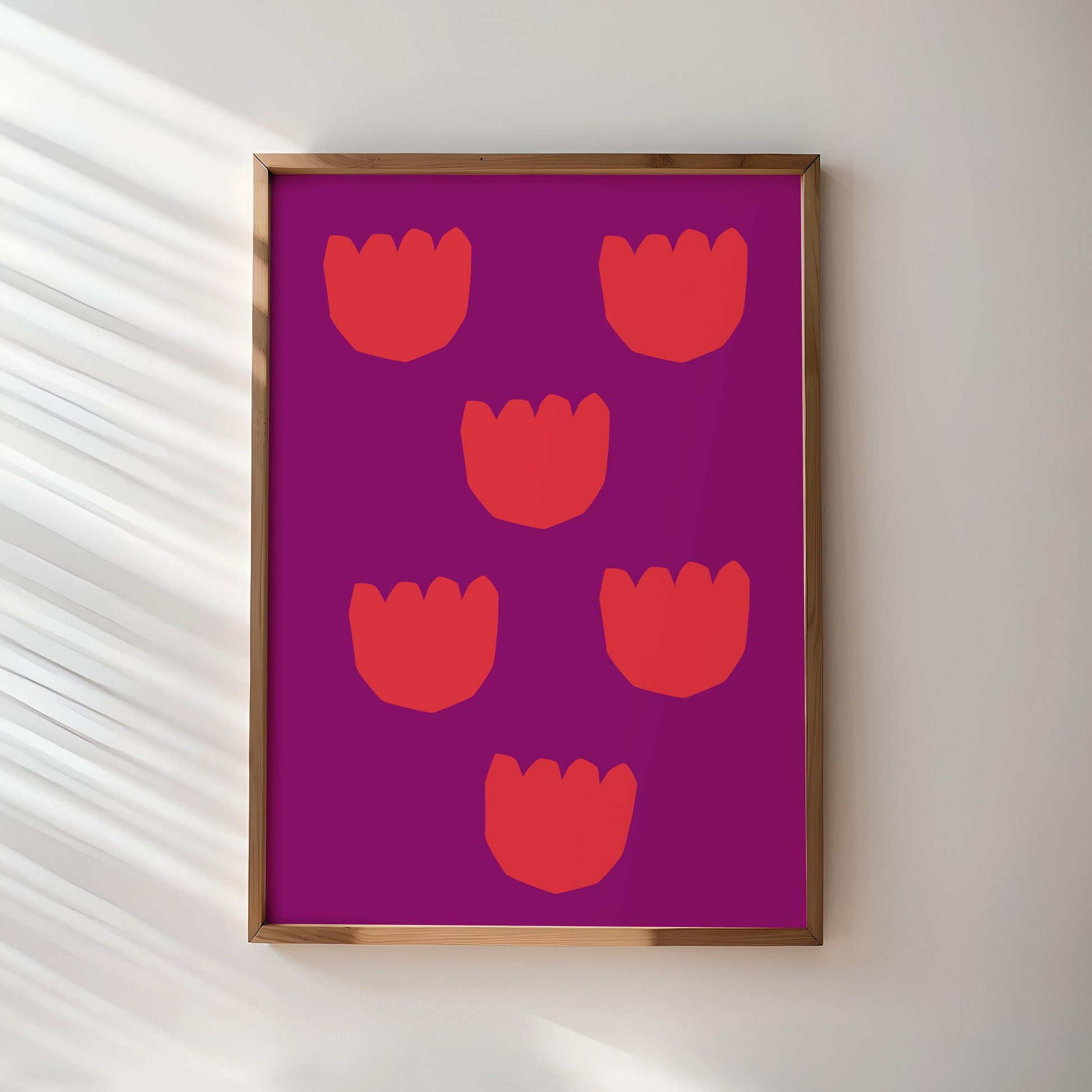 Flower Pattern Poster | Tulip Illustration Wall Art | Minimalist Floral Graphic | Gift for Her Friends | Modern Pop Art Style