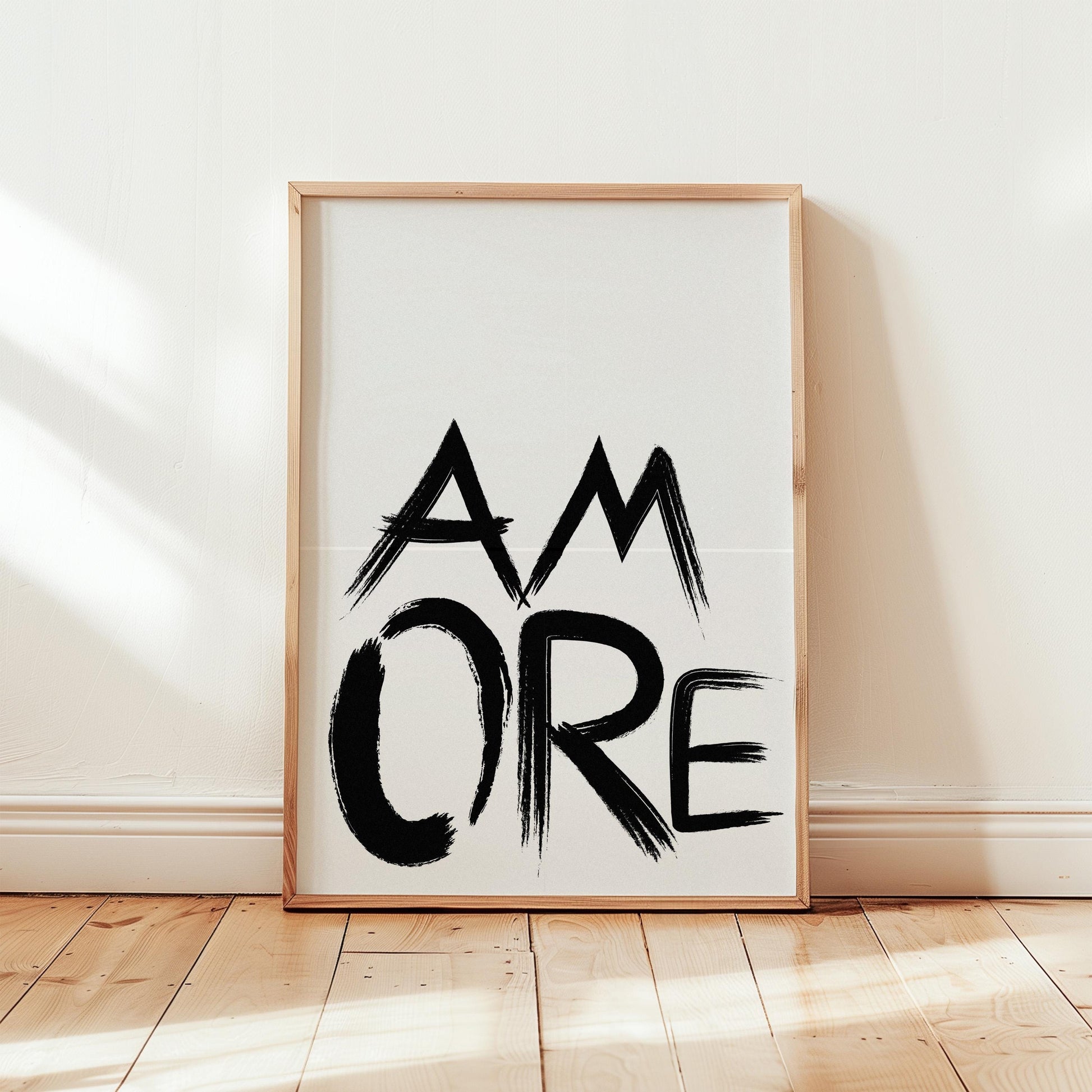 Amore Poster | Love Wall Art | Brushstroke Typography | Gift Valentines Wedding | Modern Minimalist Art