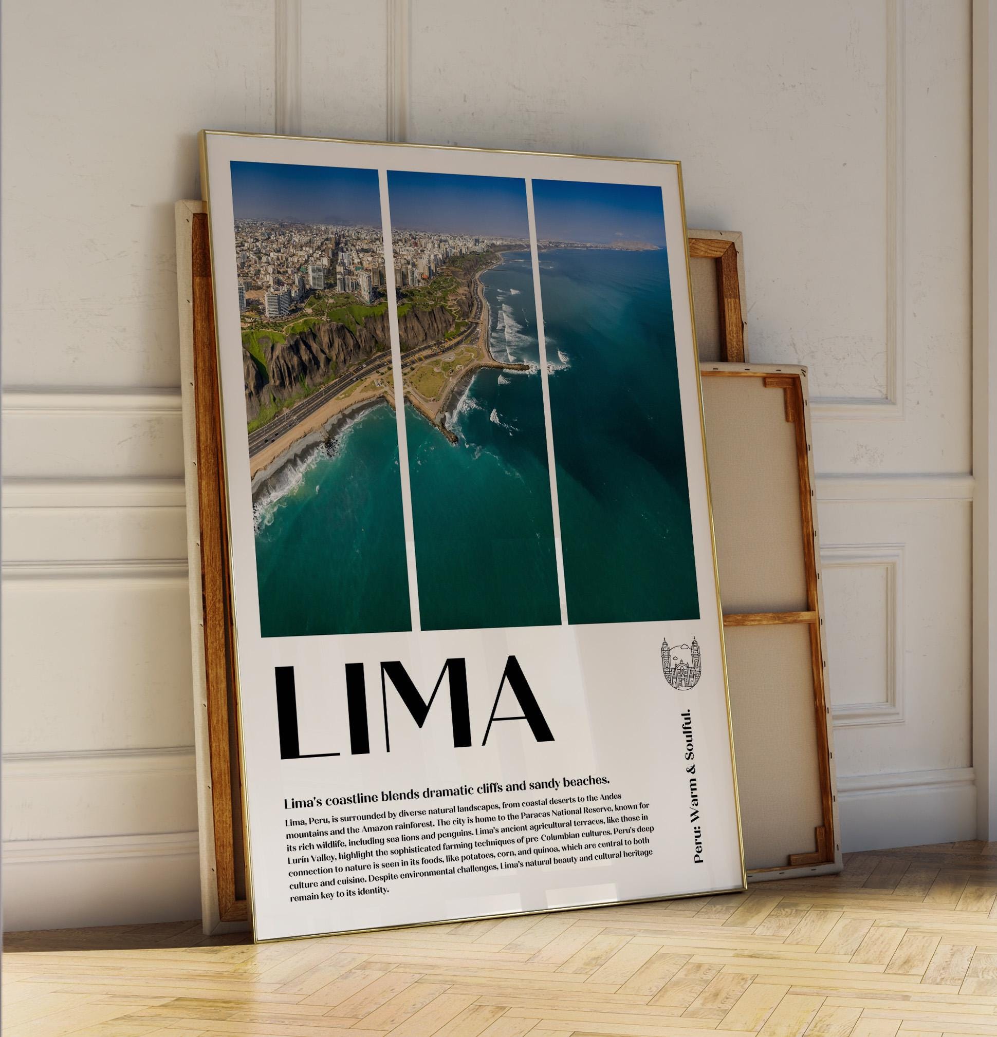 Lima Poster | Coastal Art Print | Peru Beach Wall Decor | Ocean Landscape | Minimalist Poster | South American Travel Art