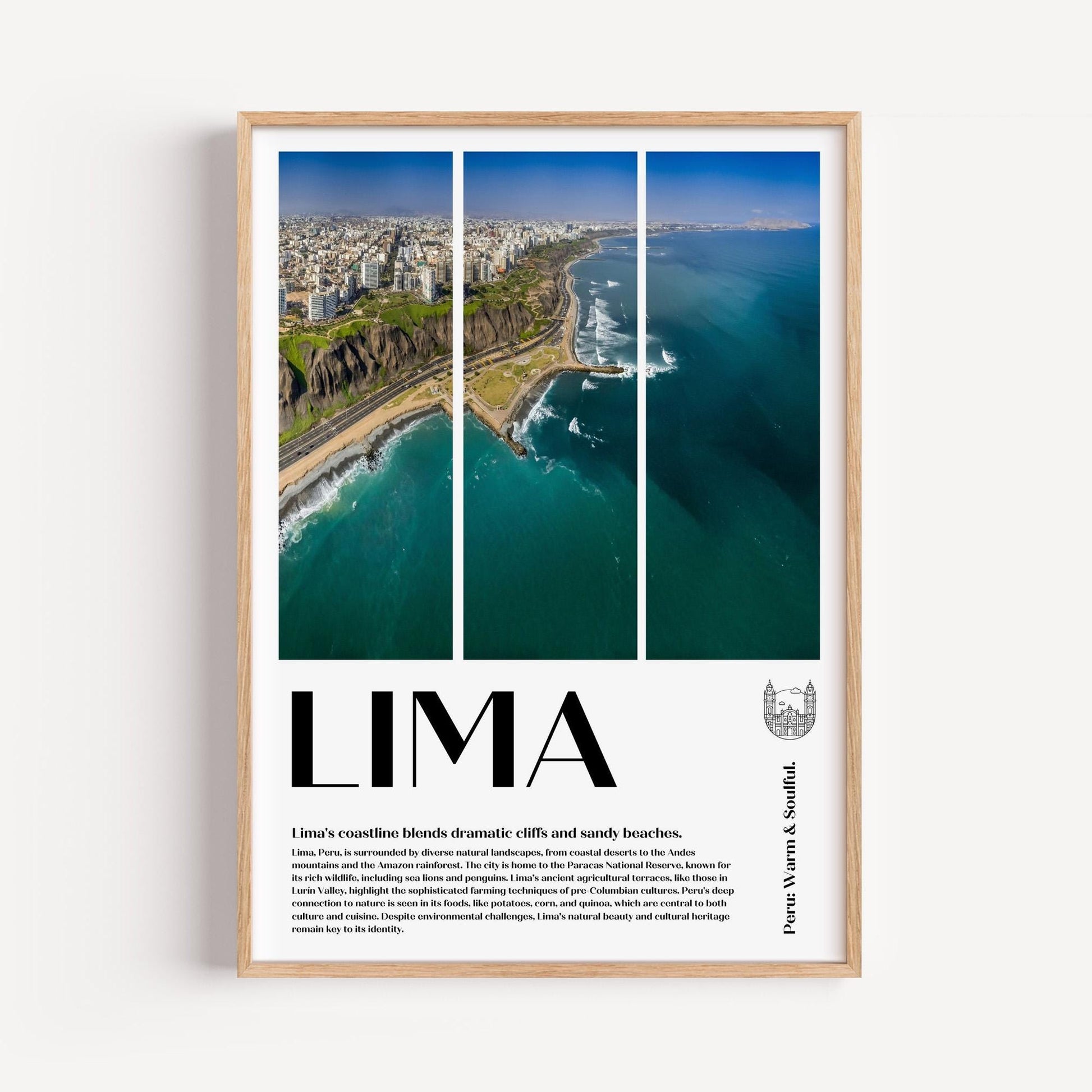 Lima Poster | Coastal Art Print | Peru Beach Wall Decor | Ocean Landscape | Minimalist Poster | South American Travel Art