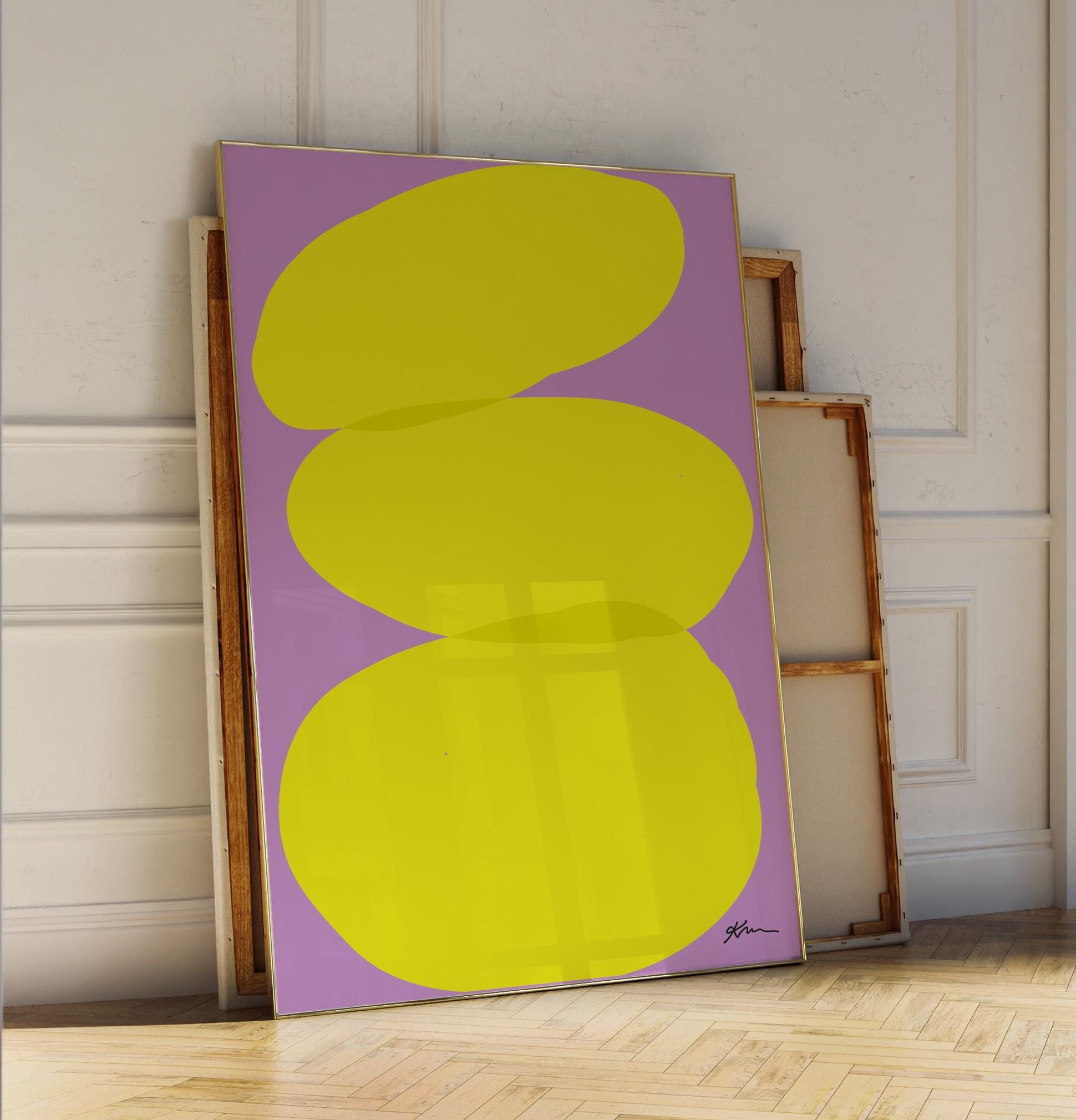 Abstract Wall Art | Minimalist Art Poster | Yellow Purple Print Decor | Gift for Creative Minds | Modern Zen Balance Art
