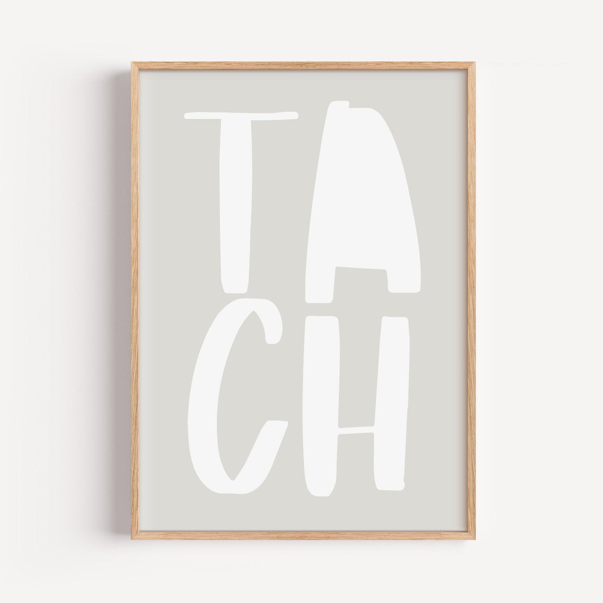 Poster "TACH" – Bold typography on a white OR grey typo - minimalist poster with the vibe of Hamburg, finished with a fine grain texture.