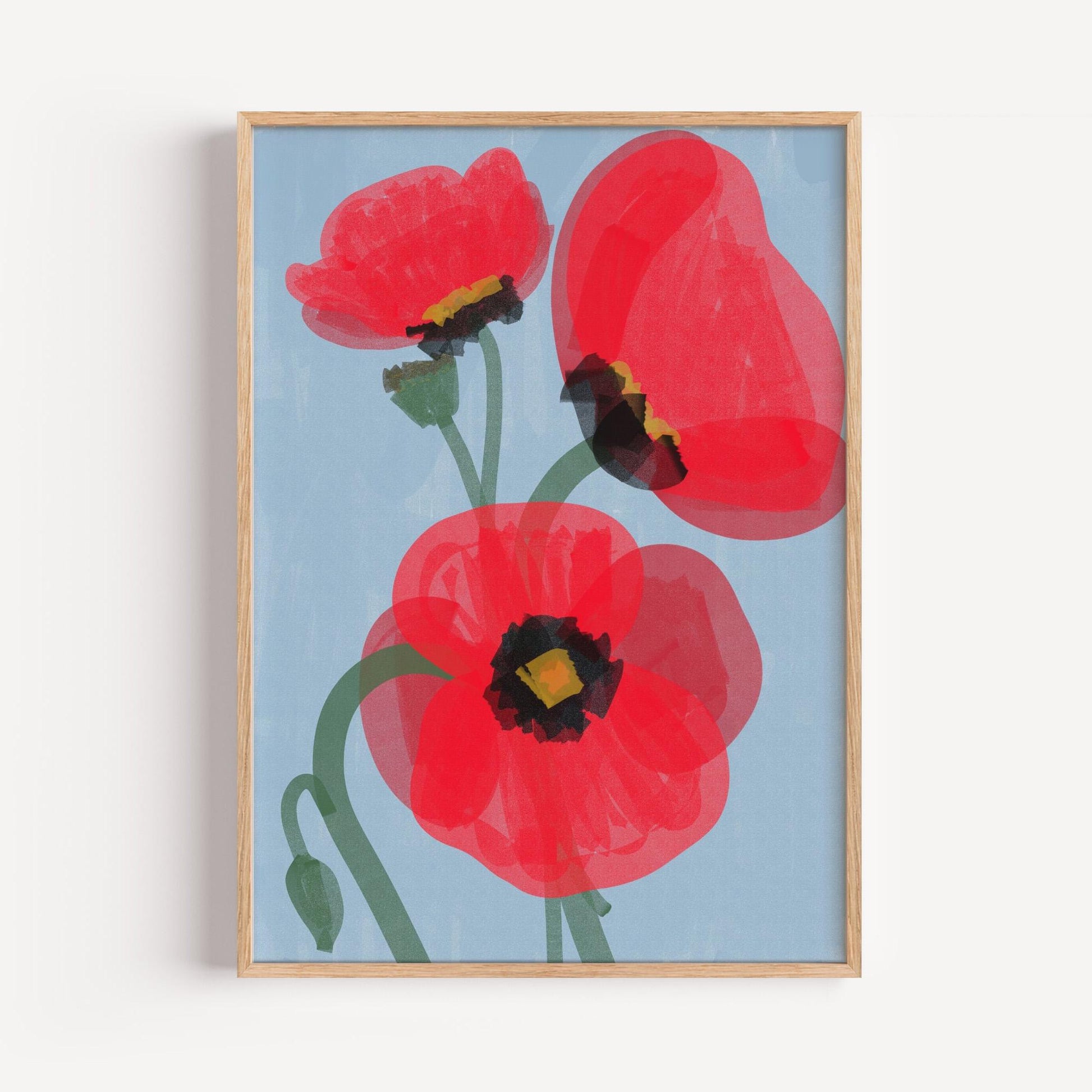 Poppies Poster in chalky, vibrant colors – a perfect touch of modern art for any room.