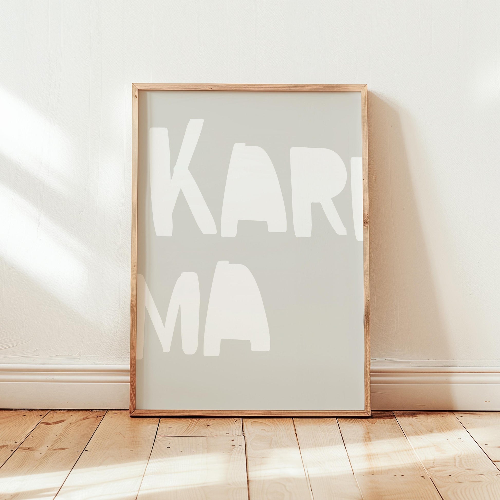 Karma Poster | Bold typography on a beige background. A creative statement piece for minimalist spaces with humor and style.