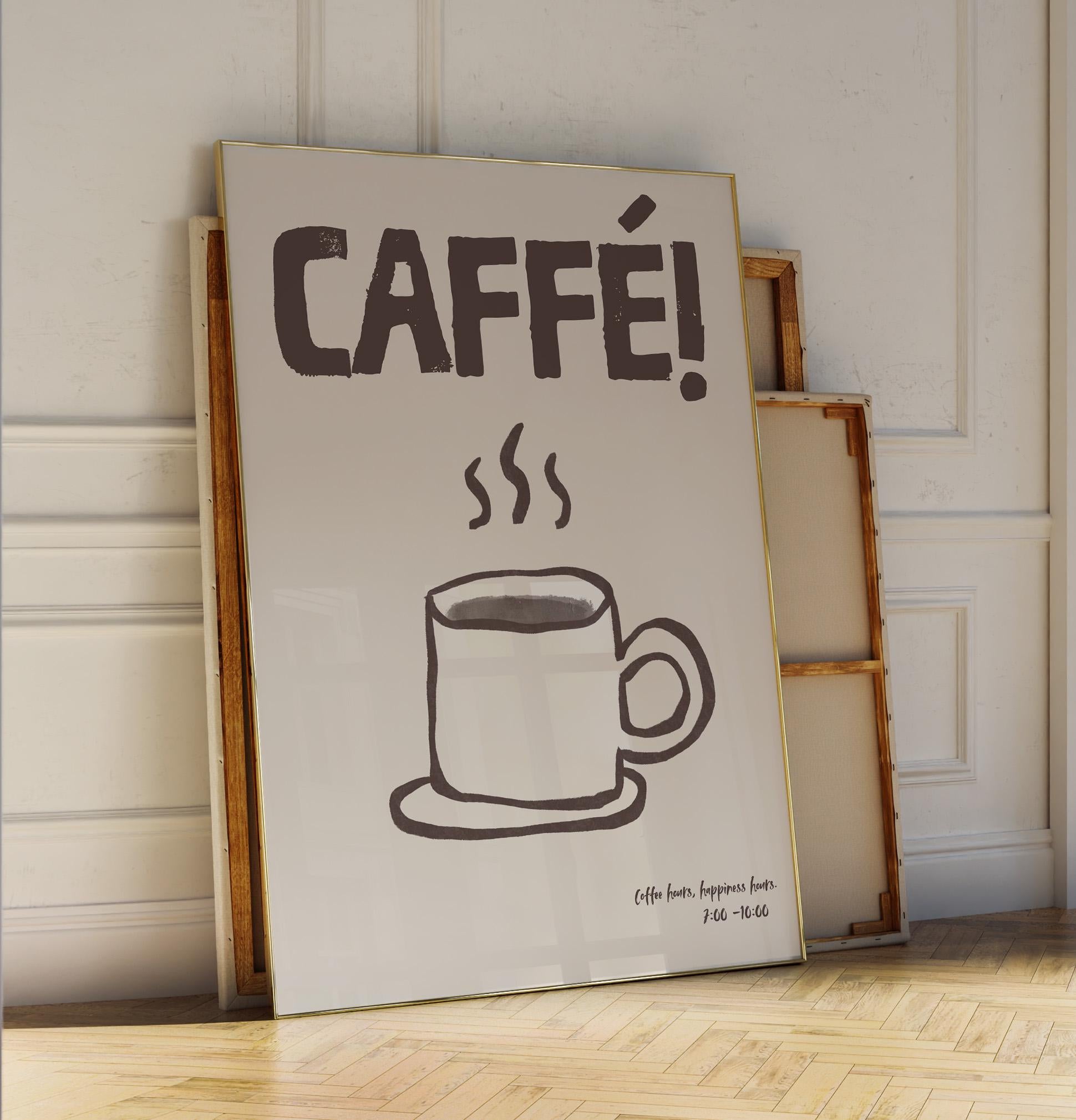 Caffé Poster, Cafe Poster, Retro Coffee Poster, Espresso Poster, Coffee Bar Decor, Modern Kitchen Art | Italian Moka Pot | Digital Download