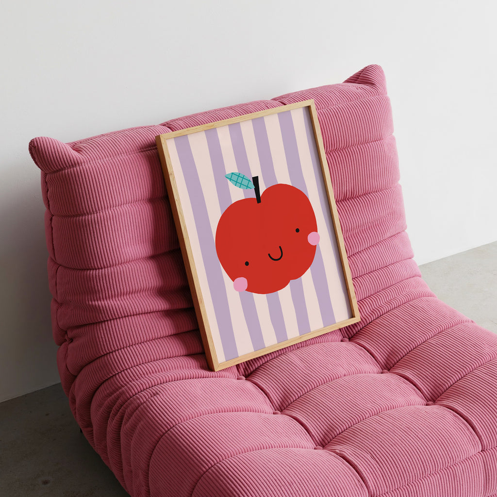 awaii Apfel Poster mit süßer Illustration und Pastellstreifen als moderne Kinderzimmer Wanddeko

Niedliches Apfel Wandbild im Retro Stil für Kinderzimmer und Spielzimmer

Verspieltes Frucht Poster mit lächelndem Apfel in sanften Pastellfarben

Moderne Kinderzimmer Illustration mit rotem Apfel und gestreiftem Hintergrund

Skandinavisches Kinderposter mit kawaii Apfel Motiv und liebevollem Design