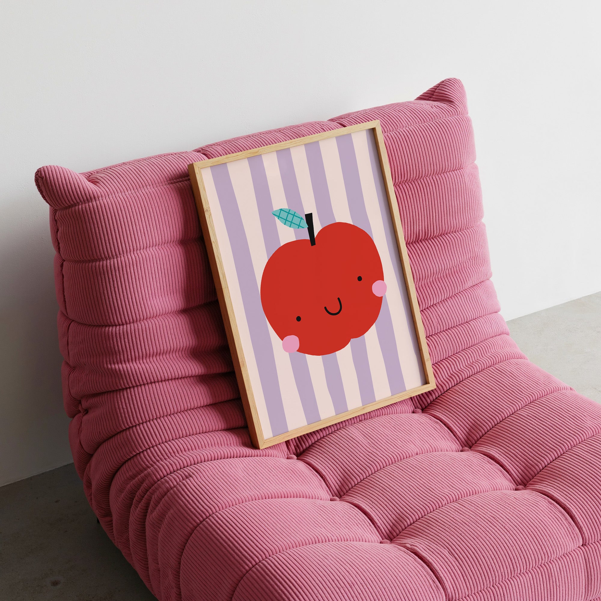 awaii Apfel Poster mit süßer Illustration und Pastellstreifen als moderne Kinderzimmer Wanddeko

Niedliches Apfel Wandbild im Retro Stil für Kinderzimmer und Spielzimmer

Verspieltes Frucht Poster mit lächelndem Apfel in sanften Pastellfarben

Moderne Kinderzimmer Illustration mit rotem Apfel und gestreiftem Hintergrund

Skandinavisches Kinderposter mit kawaii Apfel Motiv und liebevollem Design