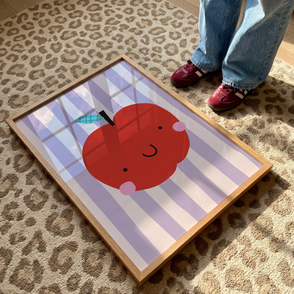 awaii Apfel Poster mit süßer Illustration und Pastellstreifen als moderne Kinderzimmer Wanddeko

Niedliches Apfel Wandbild im Retro Stil für Kinderzimmer und Spielzimmer

Verspieltes Frucht Poster mit lächelndem Apfel in sanften Pastellfarben

Moderne Kinderzimmer Illustration mit rotem Apfel und gestreiftem Hintergrund

Skandinavisches Kinderposter mit kawaii Apfel Motiv und liebevollem Design