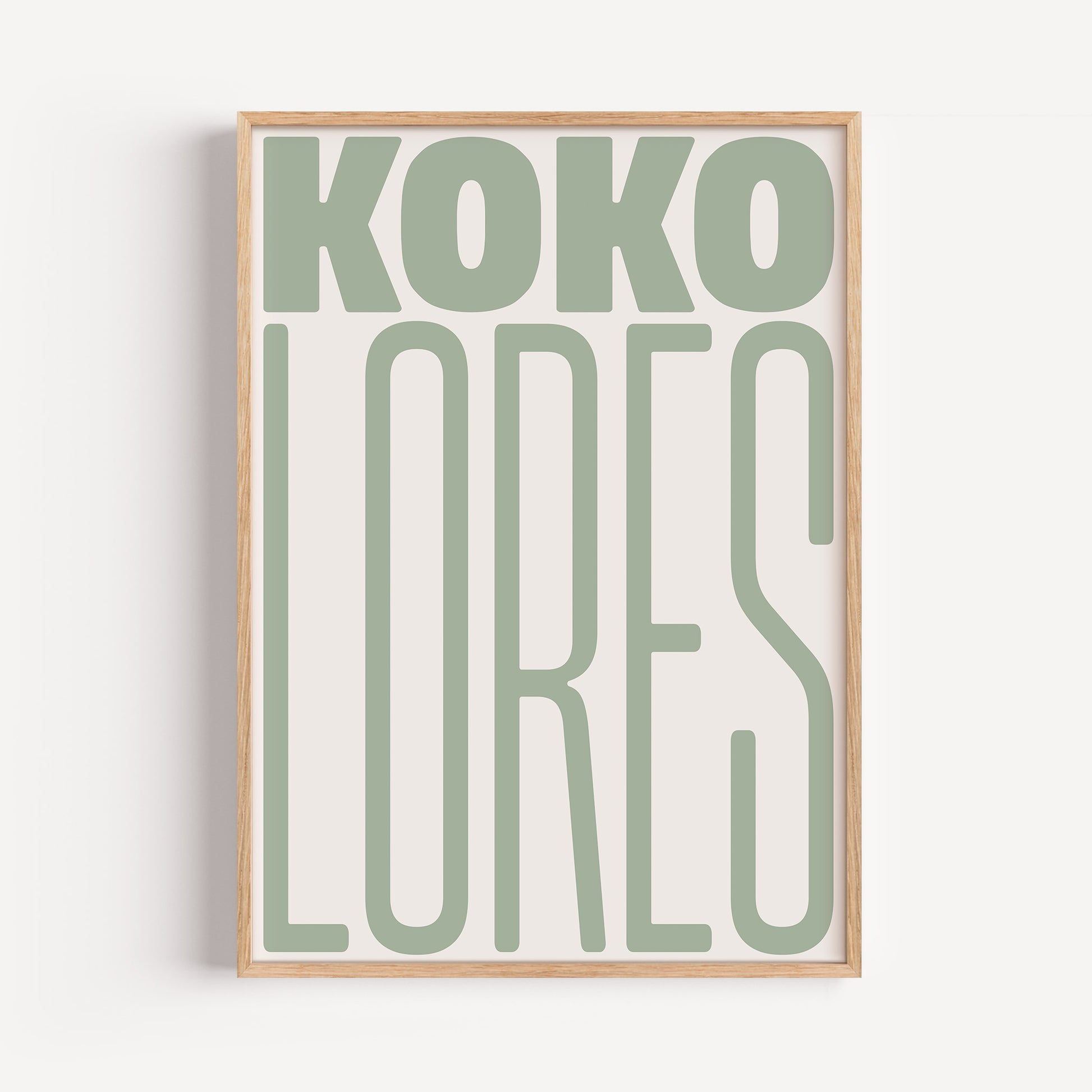 Kokolores Poster | in Sage Green and Beige | Minimalist Wall Art | Modern Typo Design | Living Room Office Gift Idea