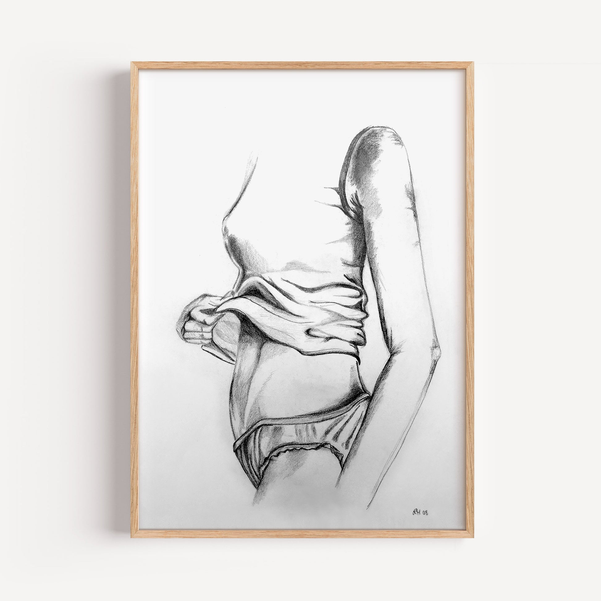 Woman Pencil Drawing Poster | Body Art Sketch | Realistic Nude Art | Bedroom Wall Decor | Minimalistic Fine Art Print