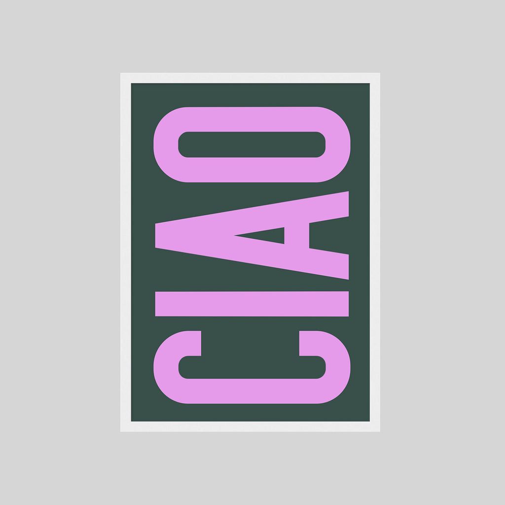 Retro Typografie Poster mit Schriftzug Ciao – stilvolle Wandkunst im skandinavischen Design
