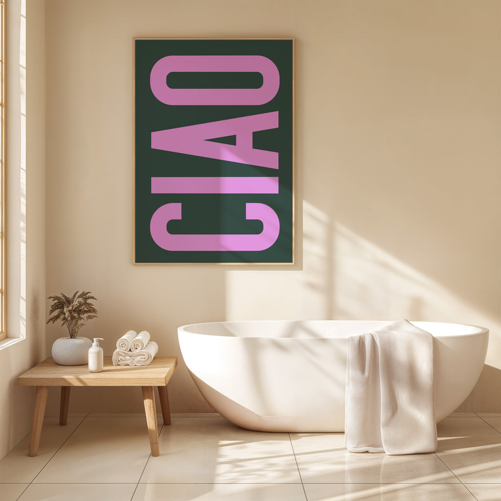 Modernes Ciao Poster mit klarer Typografie – ästhetische Wanddekoration für Büro oder Flur

