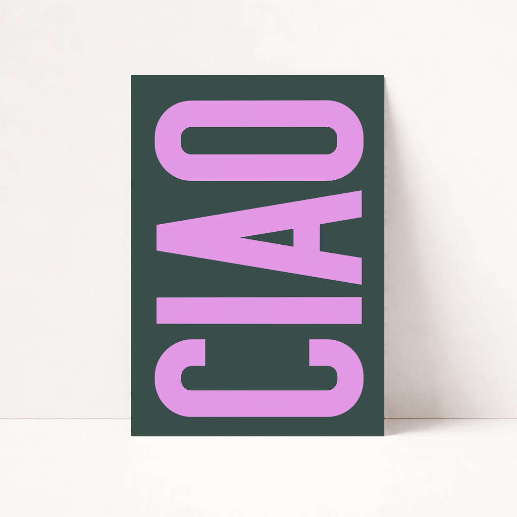 Minimalistisches Wandbild mit Schriftzug Ciao in sanften Farben – modernes Interior Design Poster
