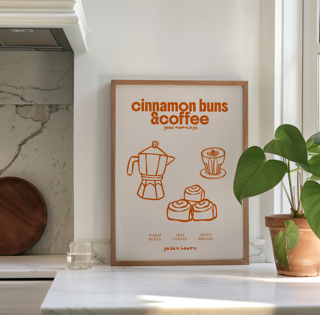 CINNAMON BUNS & COFFEE POSTER