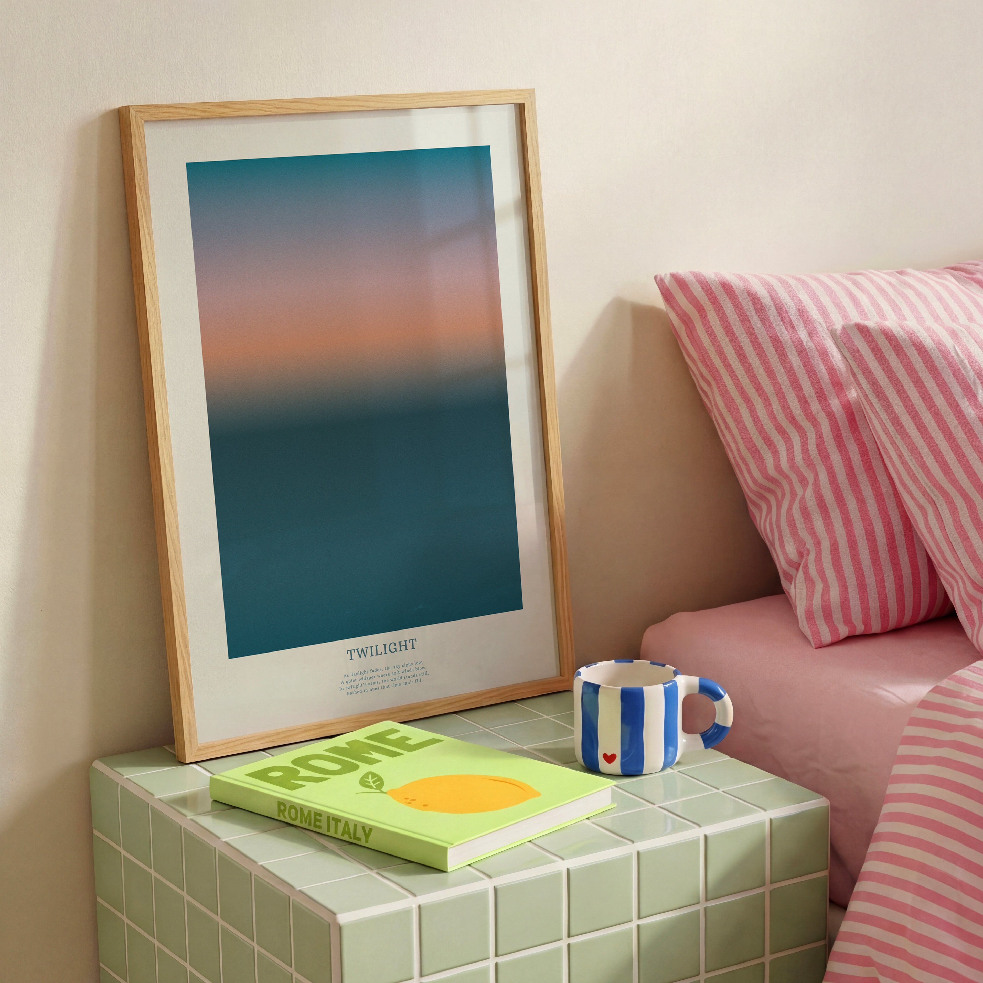 Minimalistisches Twilight Farbverlauf Poster mit sanftem Übergang von Blau zu Orange – moderne Wanddeko für Wohnzimmer
Abstraktes Sonnenuntergang Poster mit weichen Farbverläufen – ästhetische Wandkunst für stilvolle Räume
Gradient Himmel Poster im skandinavischen Stil – ruhige Wanddeko für Schlafzimmer und Büro
Modernes Farbverlauf Poster in warmen und kühlen Tönen – minimalistische Wandkunst
Twilight Sky Poster mit sanften Farbverläufen – zeitlose moderne Wanddeko