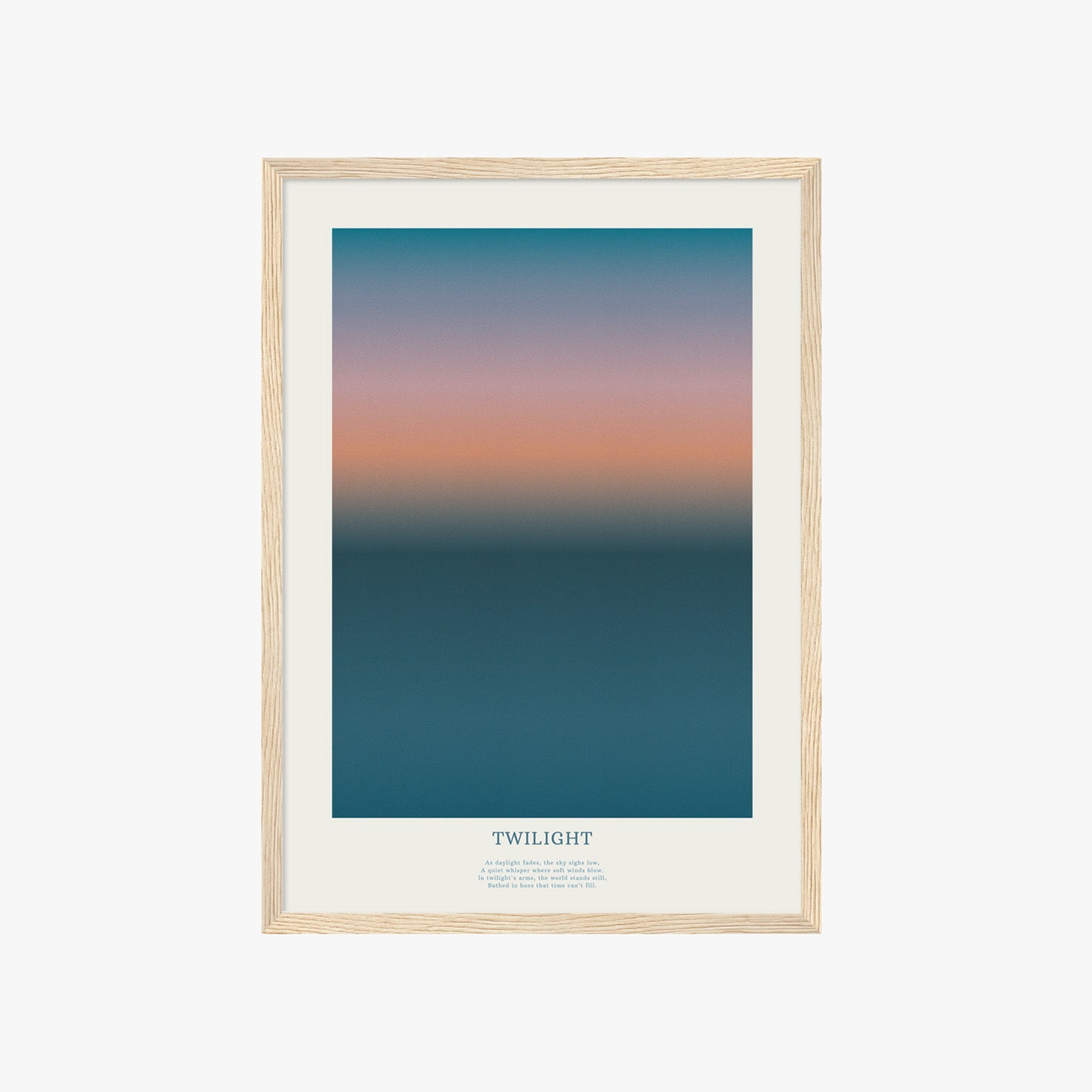 Minimalistisches Twilight Farbverlauf Poster mit sanftem Übergang von Blau zu Orange – moderne Wanddeko für Wohnzimmer
Abstraktes Sonnenuntergang Poster mit weichen Farbverläufen – ästhetische Wandkunst für stilvolle Räume
Gradient Himmel Poster im skandinavischen Stil – ruhige Wanddeko für Schlafzimmer und Büro
Modernes Farbverlauf Poster in warmen und kühlen Tönen – minimalistische Wandkunst
Twilight Sky Poster mit sanften Farbverläufen – zeitlose moderne Wanddeko