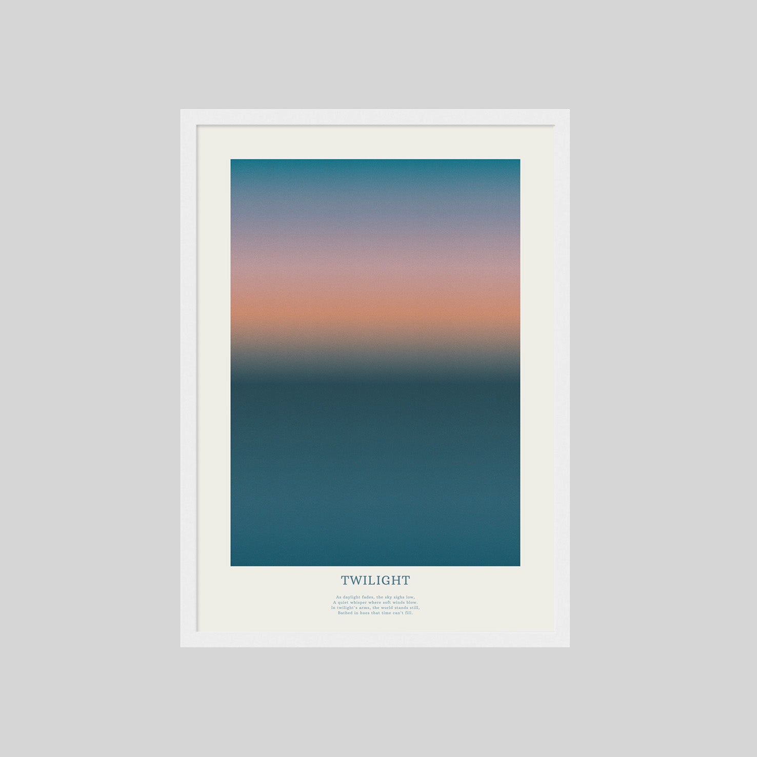 Minimalistisches Twilight Farbverlauf Poster mit sanftem Übergang von Blau zu Orange – moderne Wanddeko für Wohnzimmer
Abstraktes Sonnenuntergang Poster mit weichen Farbverläufen – ästhetische Wandkunst für stilvolle Räume
Gradient Himmel Poster im skandinavischen Stil – ruhige Wanddeko für Schlafzimmer und Büro
Modernes Farbverlauf Poster in warmen und kühlen Tönen – minimalistische Wandkunst
Twilight Sky Poster mit sanften Farbverläufen – zeitlose moderne Wanddeko