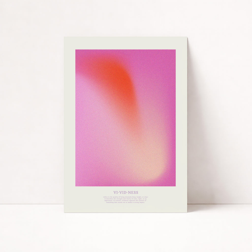 Minimalistisches abstraktes Farbverlauf Poster in Pink und Rot – moderne Wanddeko für Wohnzimmer
