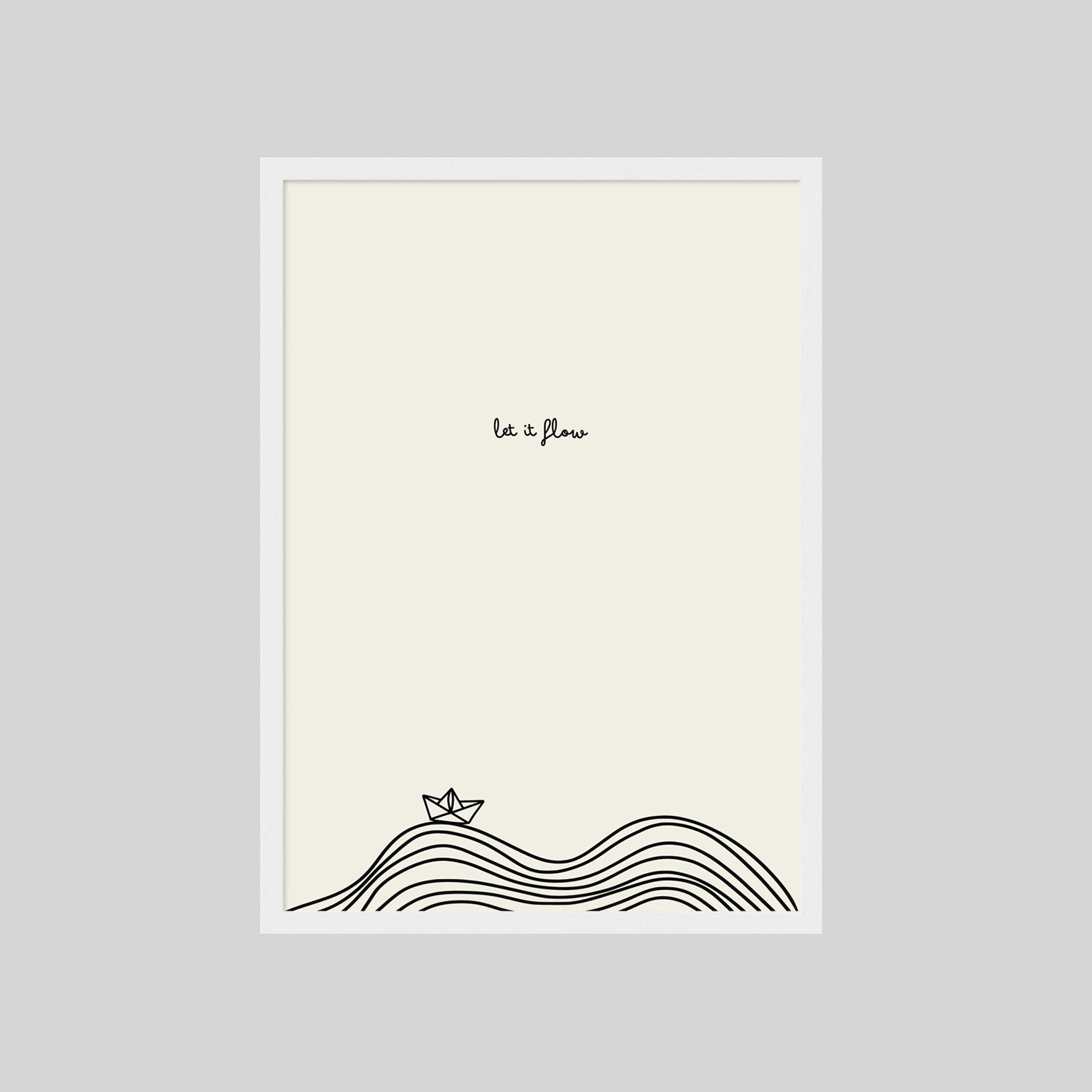Minimalistisches Let it Flow Poster mit Line Art Wellen – moderne Wanddeko für Wohnzimmer

Schwarz weißes Typografie Poster mit Let it Flow Schriftzug – stilvolle Wandkunst für Büro
