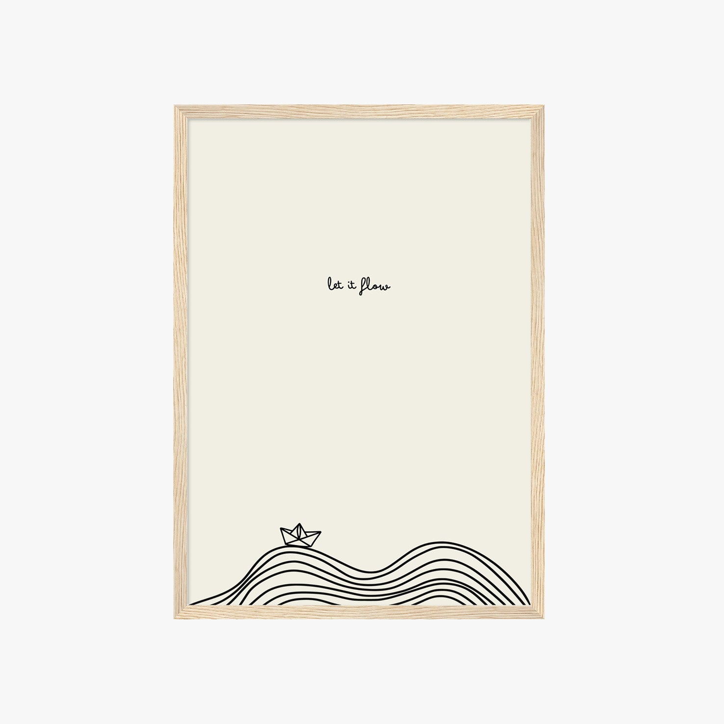 Minimalistisches Let it Flow Poster mit Line Art Wellen – moderne Wanddeko für Wohnzimmer

Schwarz weißes Typografie Poster mit Let it Flow Schriftzug – stilvolle Wandkunst für Büro