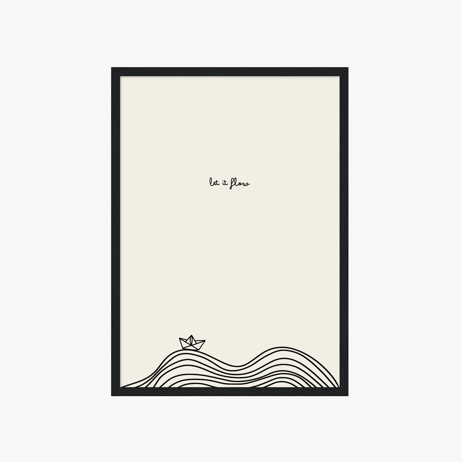 Minimalistisches Let it Flow Poster mit Line Art Wellen – moderne Wanddeko für Wohnzimmer

Schwarz weißes Typografie Poster mit Let it Flow Schriftzug – stilvolle Wandkunst für Büro