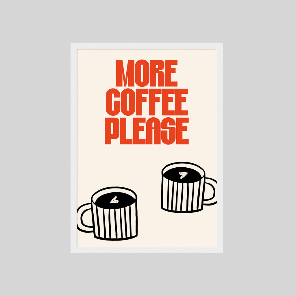 Aesthetic Coffee Wandbild mit minimaler Illustration und bold Typografie – ideal für Büro oder Küche