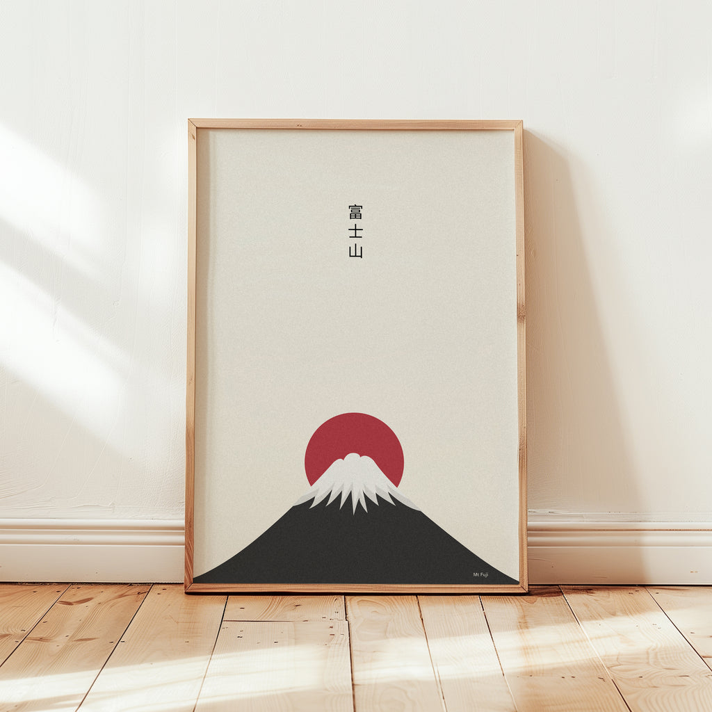 Japanisches Design Poster mit Fuji Berg im Mid-Century Look