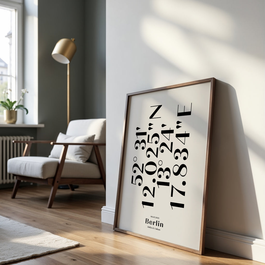 PERSONALISIERTES KOORDINATEN & DATUM POSTER