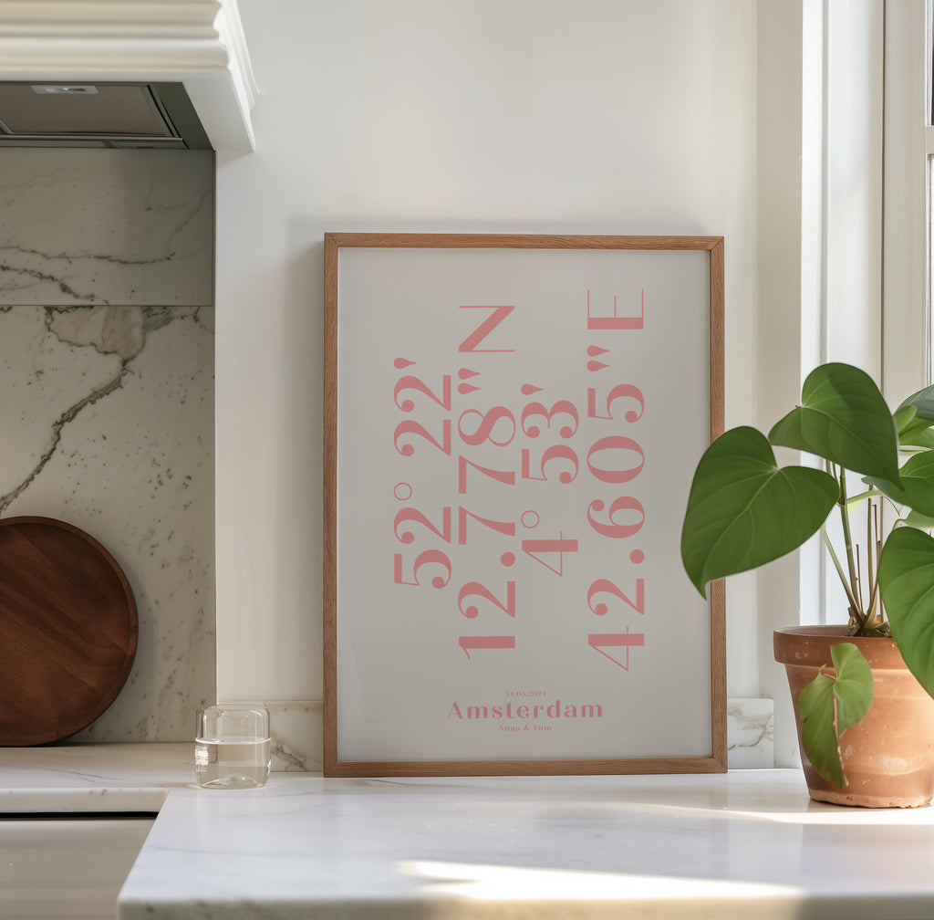 PERSONALISIERTES KOORDINATEN & DATUM POSTER