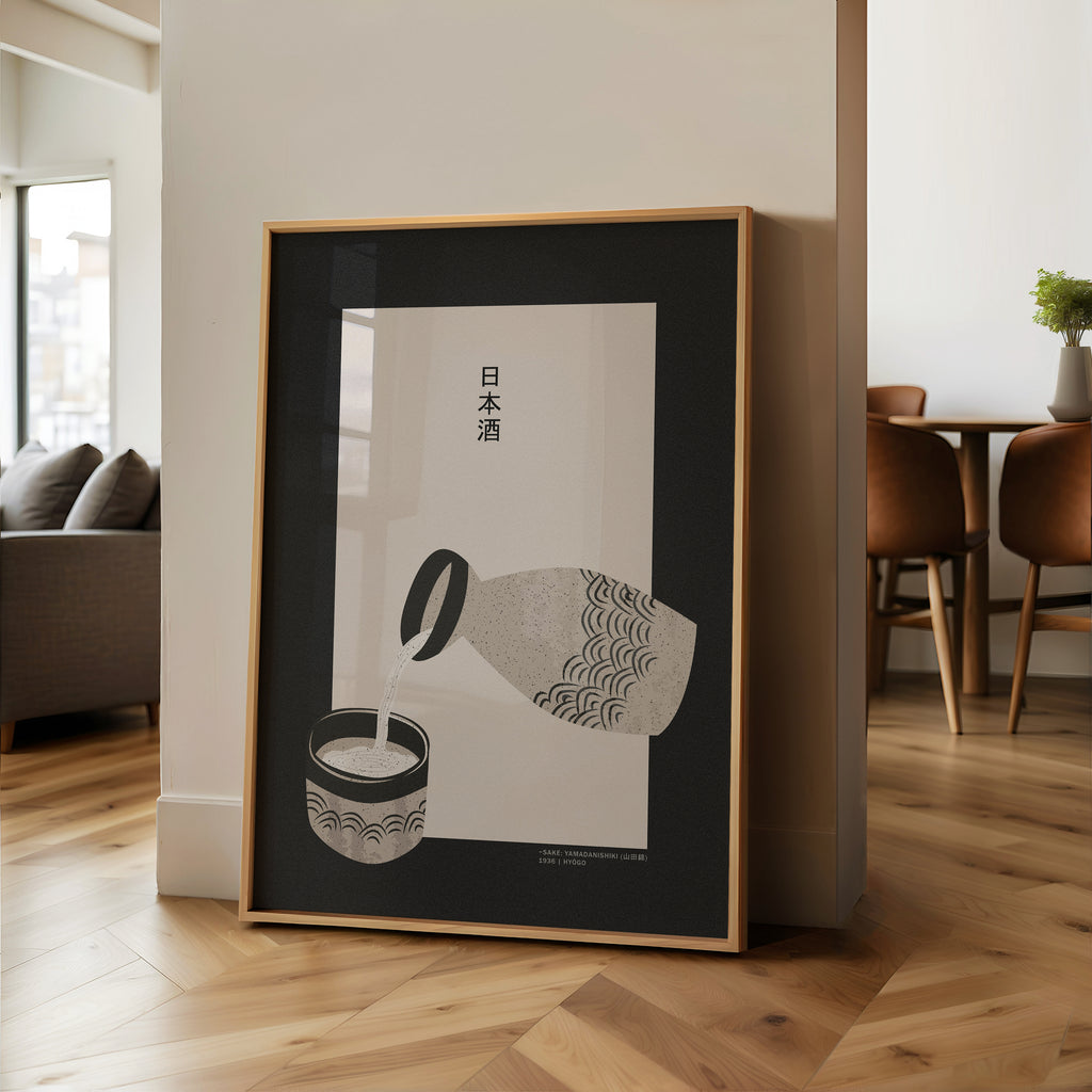 Ästhetisches Sake Wandbild im klaren, reduzierten Japan Design