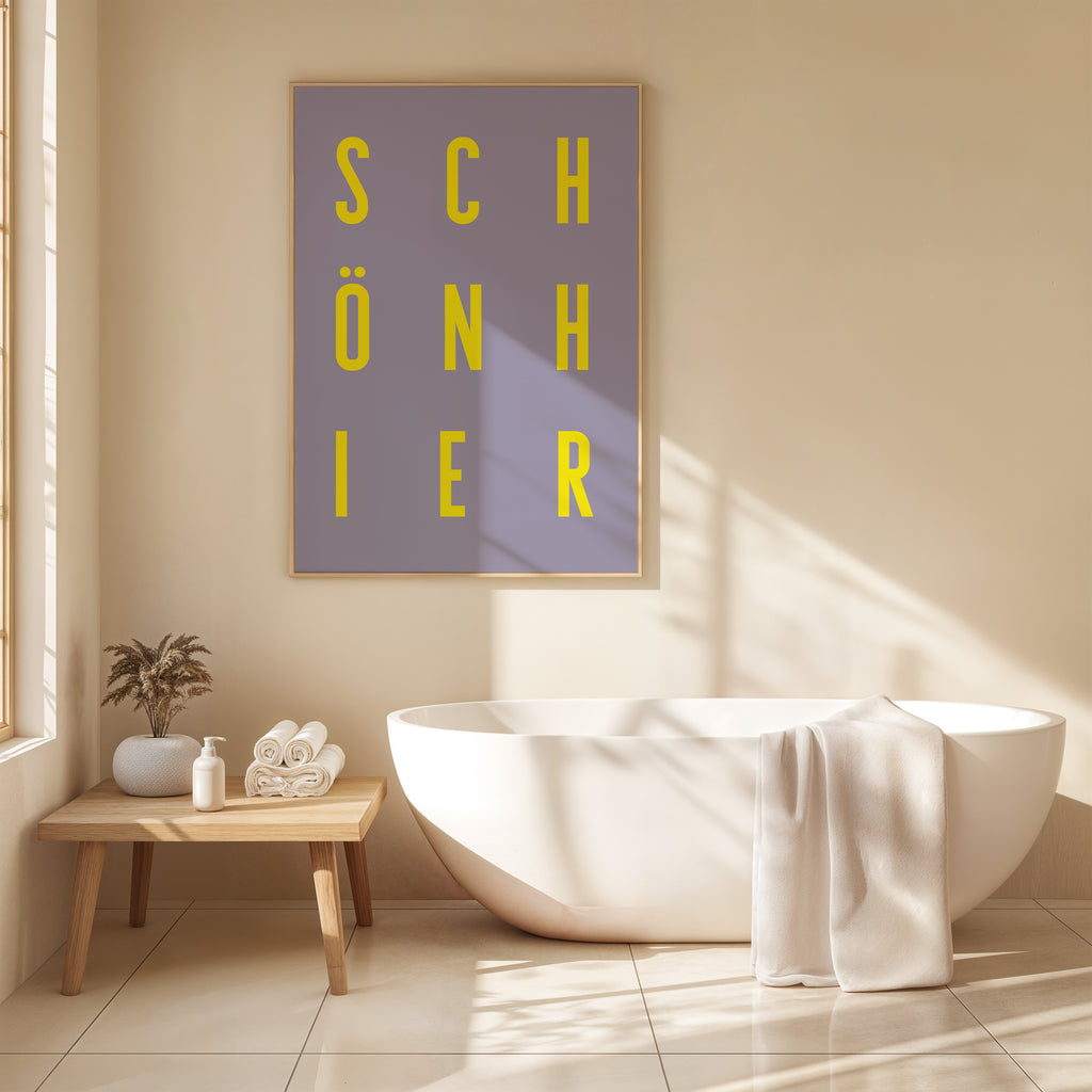 Minimalistisches Wandbild mit Schriftzug Schöner – cleanes Design für modernes Interior

