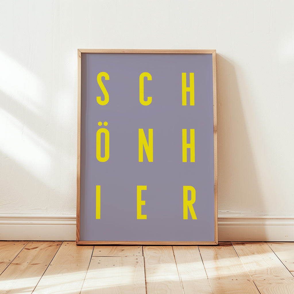 Retro Typografie Poster mit Schriftzug Schöner – stilvolle Wandkunst im skandinavischen Design
