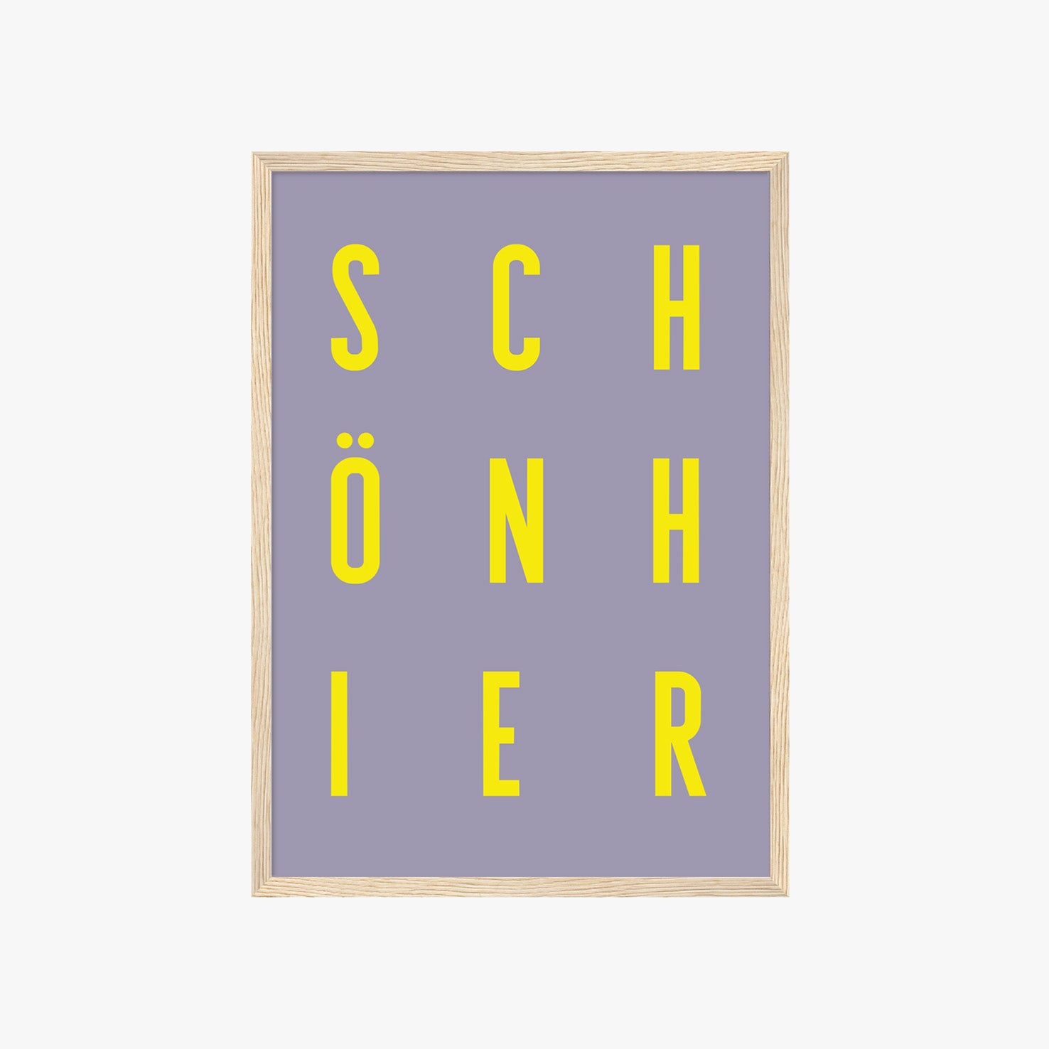 Minimalistisches Schöner Typografie Poster in Gelb und Lila – moderne Wanddeko für Wohnzimmer
